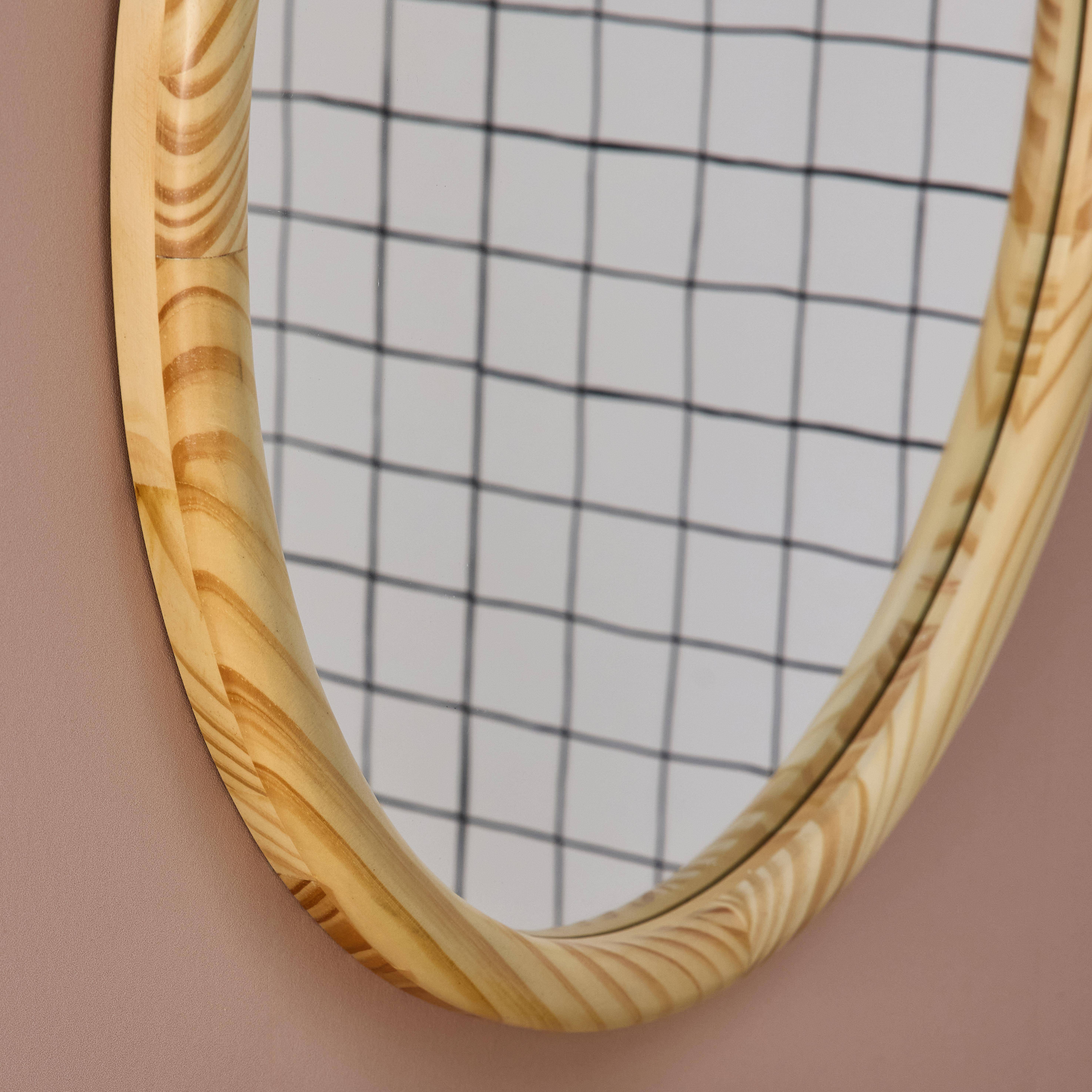 Espejo redondo de madera de pino, 60cm, Georgia, Natural, 60x3x60 cm,sweeek,Photo2
