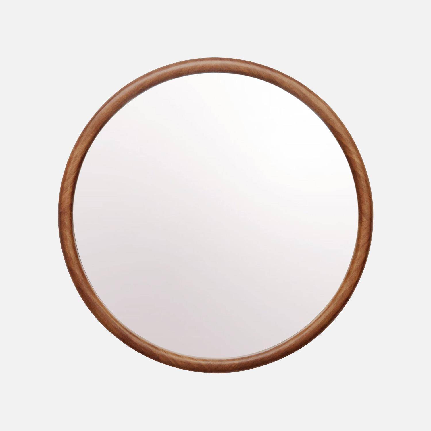 Ronde spiegel van dennenhout, Ø60cm, Georgia walnoothoutkleur,sweeek,Photo2