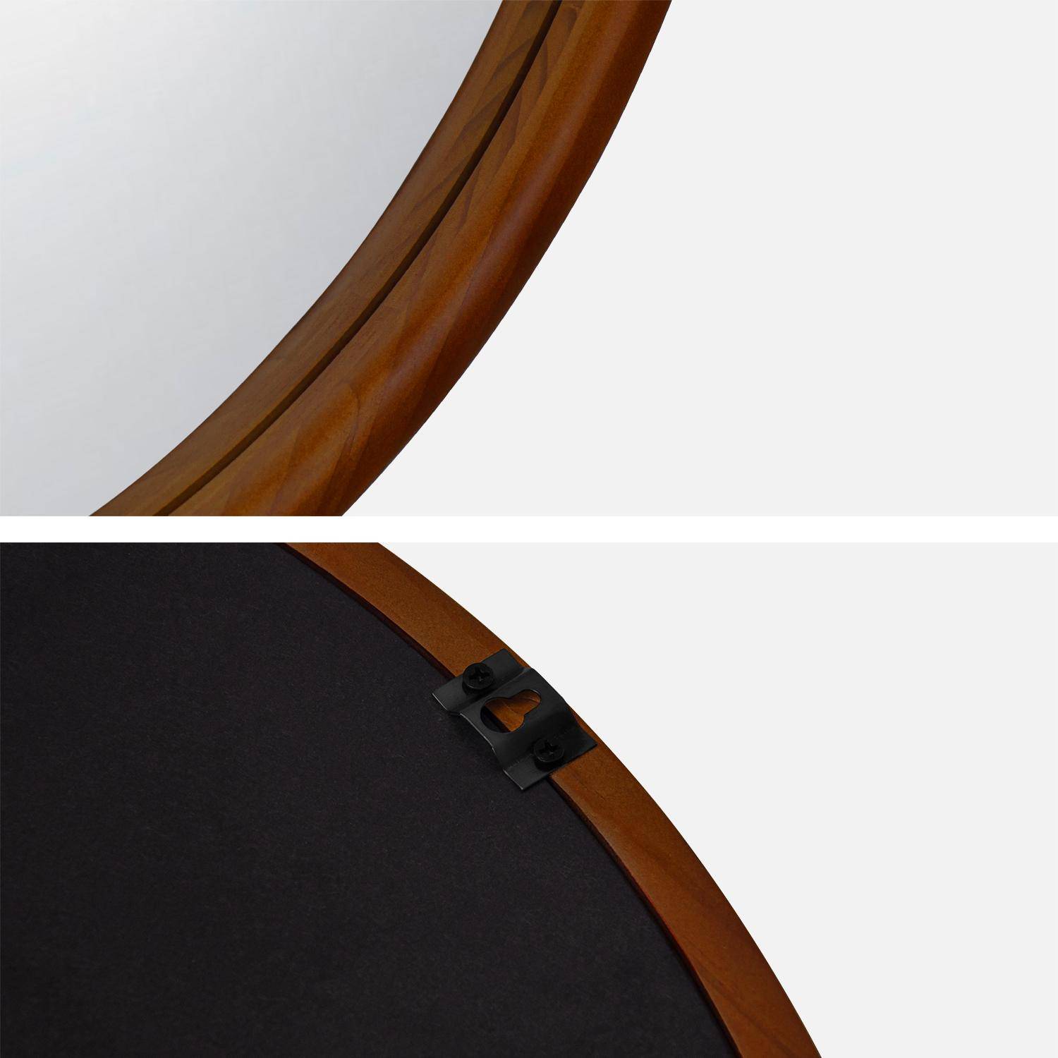 Ronde spiegel van dennenhout, Ø60cm, Georgia walnoothoutkleur Photo3