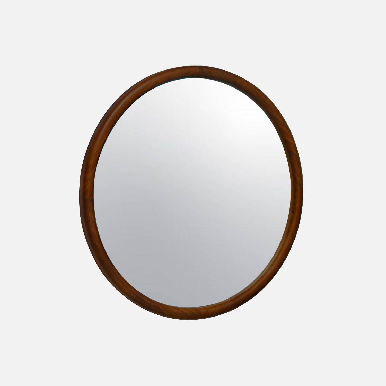 Ronde spiegel van dennenhout, Ø60cm, Georgia walnoothoutkleur,sweeek,Photo1