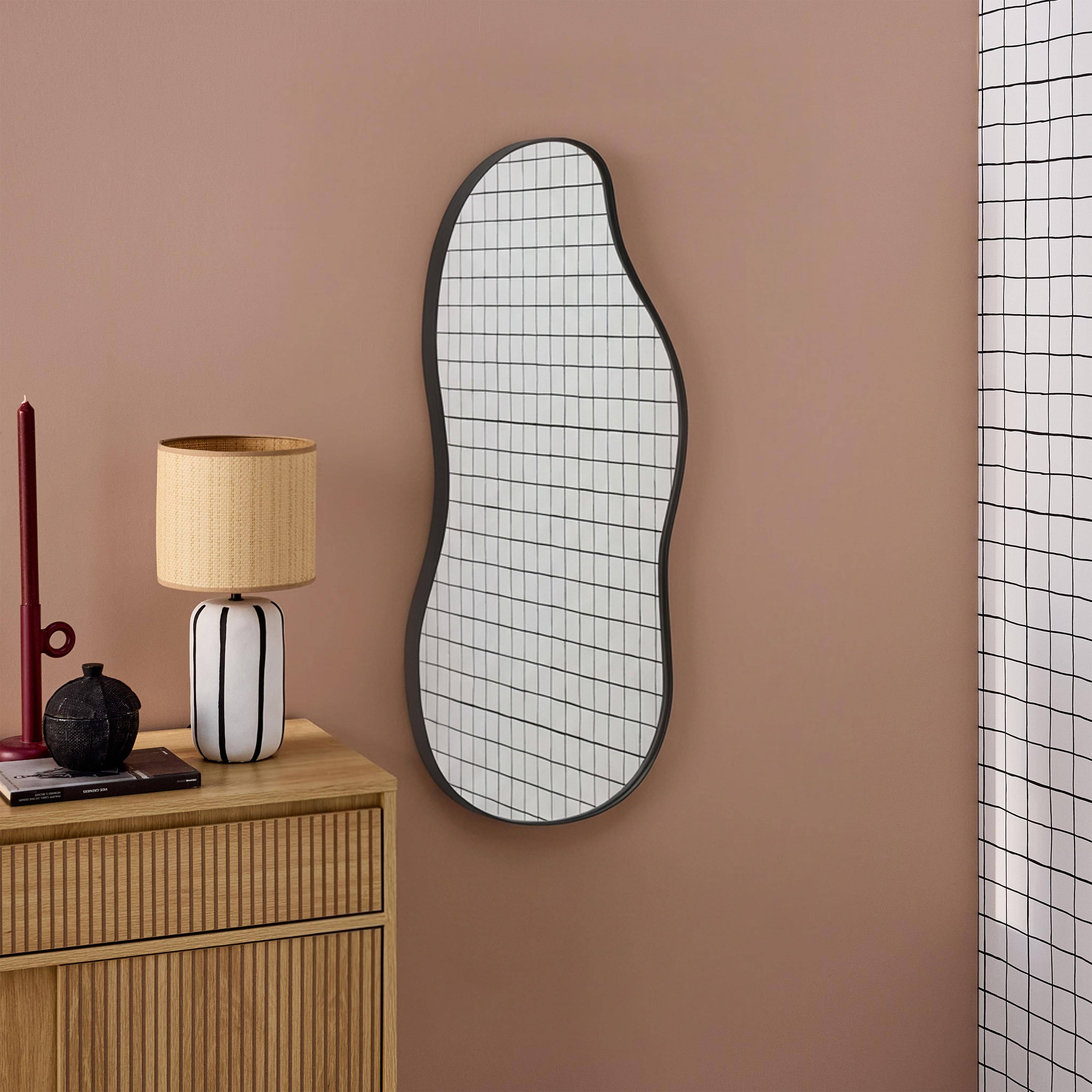 Black metal mirror, Harlow, Black, 31x3x70 cm Photo1