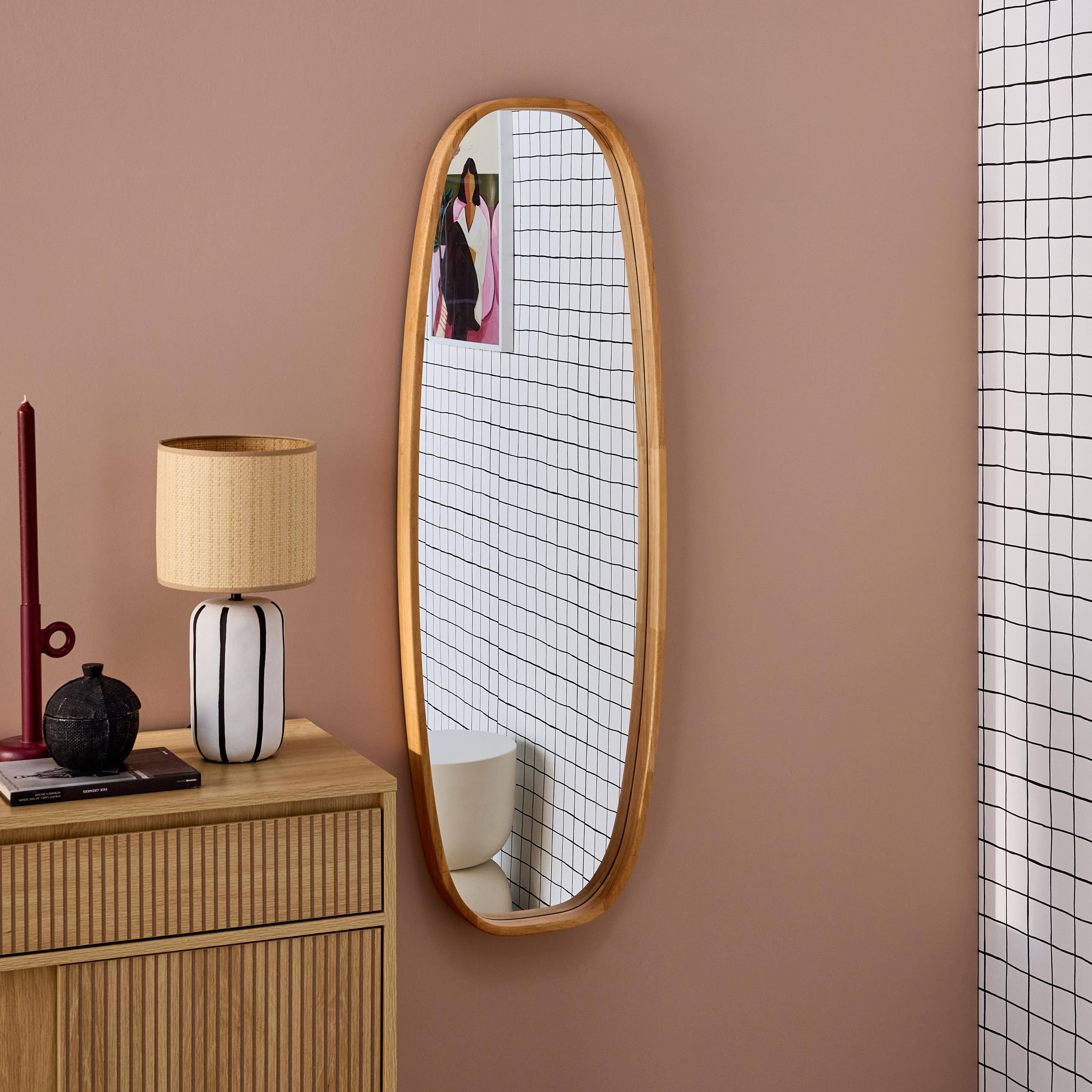 Espejo rectangular de madera, Jamie, Madera clara, 120x5x40 cm Photo1