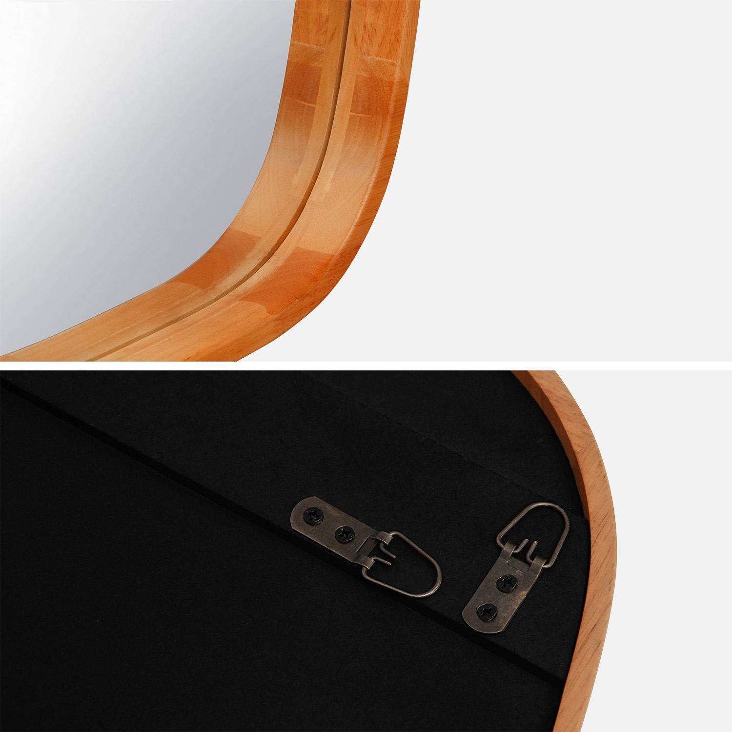 Rechthoekige Jamie spiegel van heveahout, met ronde hoeken, lichte houtkleur, 80 cm,sweeek,Photo4