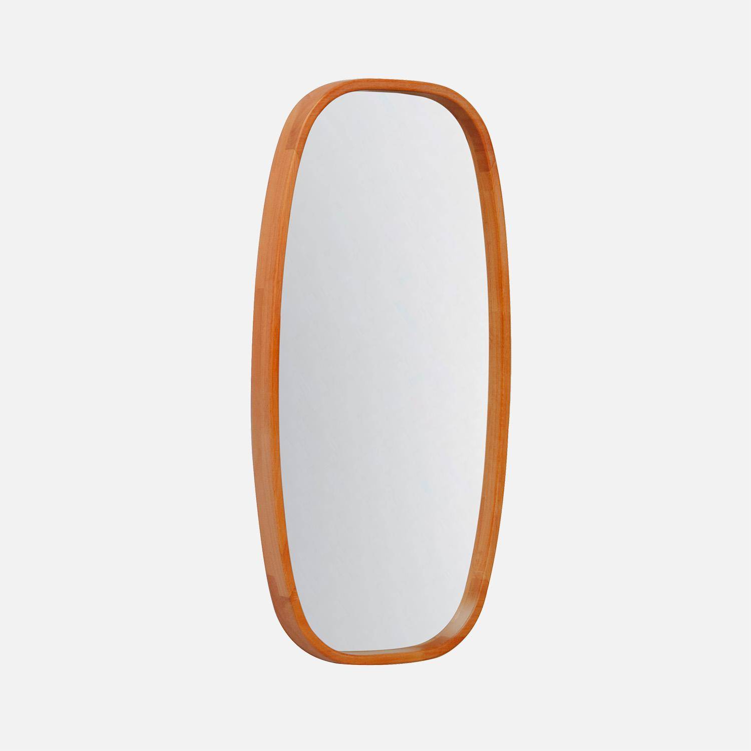 Rechthoekige Jamie spiegel van heveahout, met ronde hoeken, lichte houtkleur, 80 cm,sweeek,Photo1