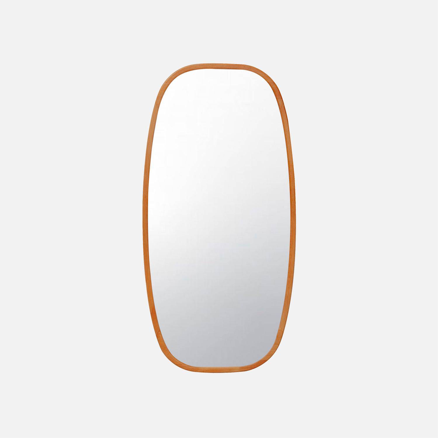 JAMIE rectangular mirror in hevea wood, rounded edges, light wood colour, 80 cm,sweeek,Photo4