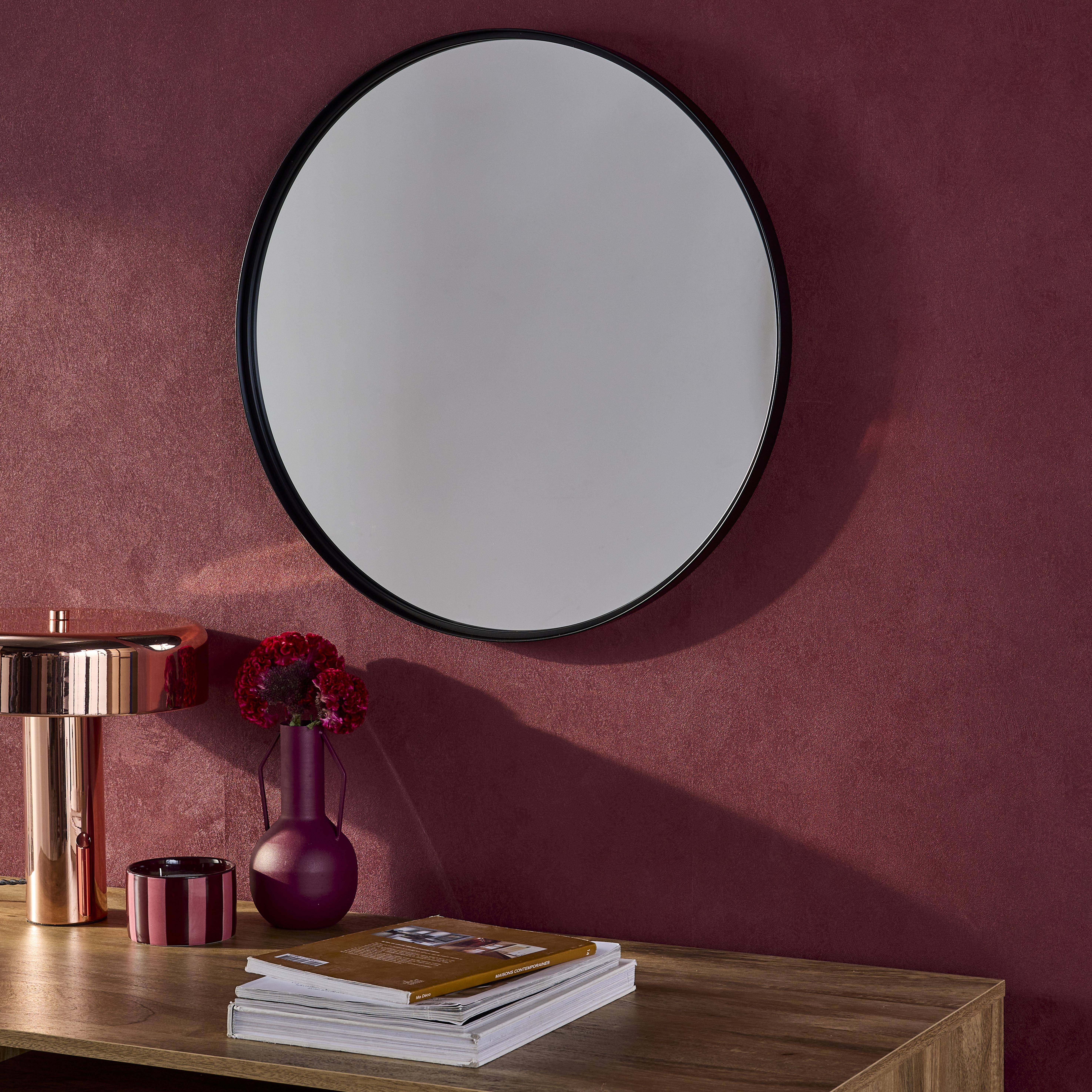 Ronde metalen spiegel Ø60cm Mabel, zwart Photo1