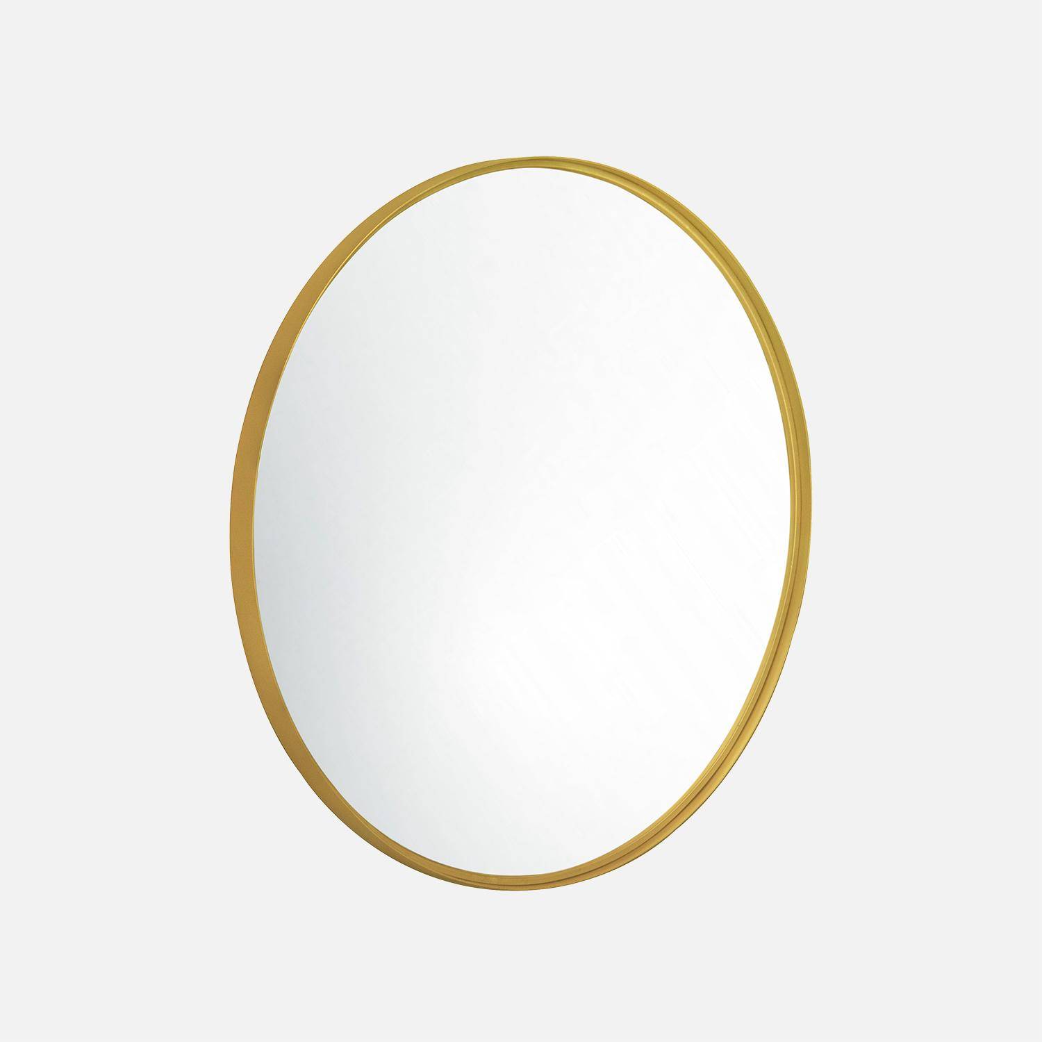 60cm round metal mirror, Mabel, Golden Yellow, 60x3x60 cm Photo1