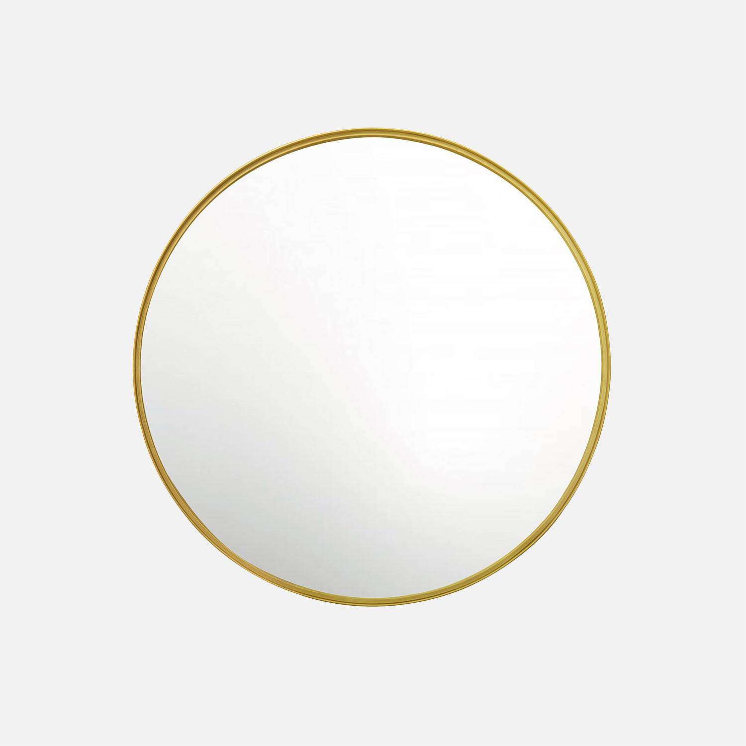 60cm round metal mirror, Mabel, Golden Yellow, 60x3x60 cm Photo2
