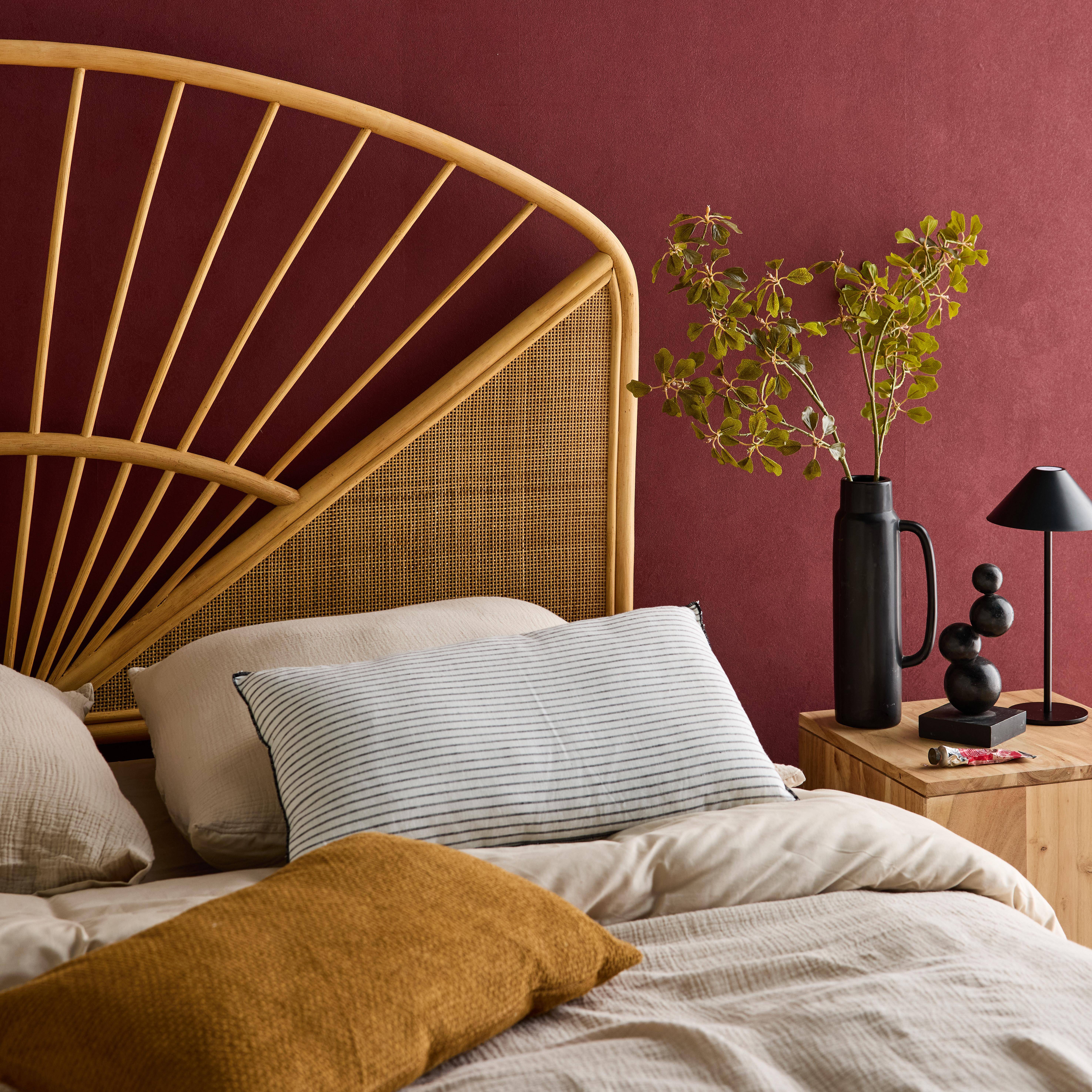 Tête de lit en rotin naturel et cannage, bois clair, bohème, L162 x P3 x H130cm,sweeek,Photo2