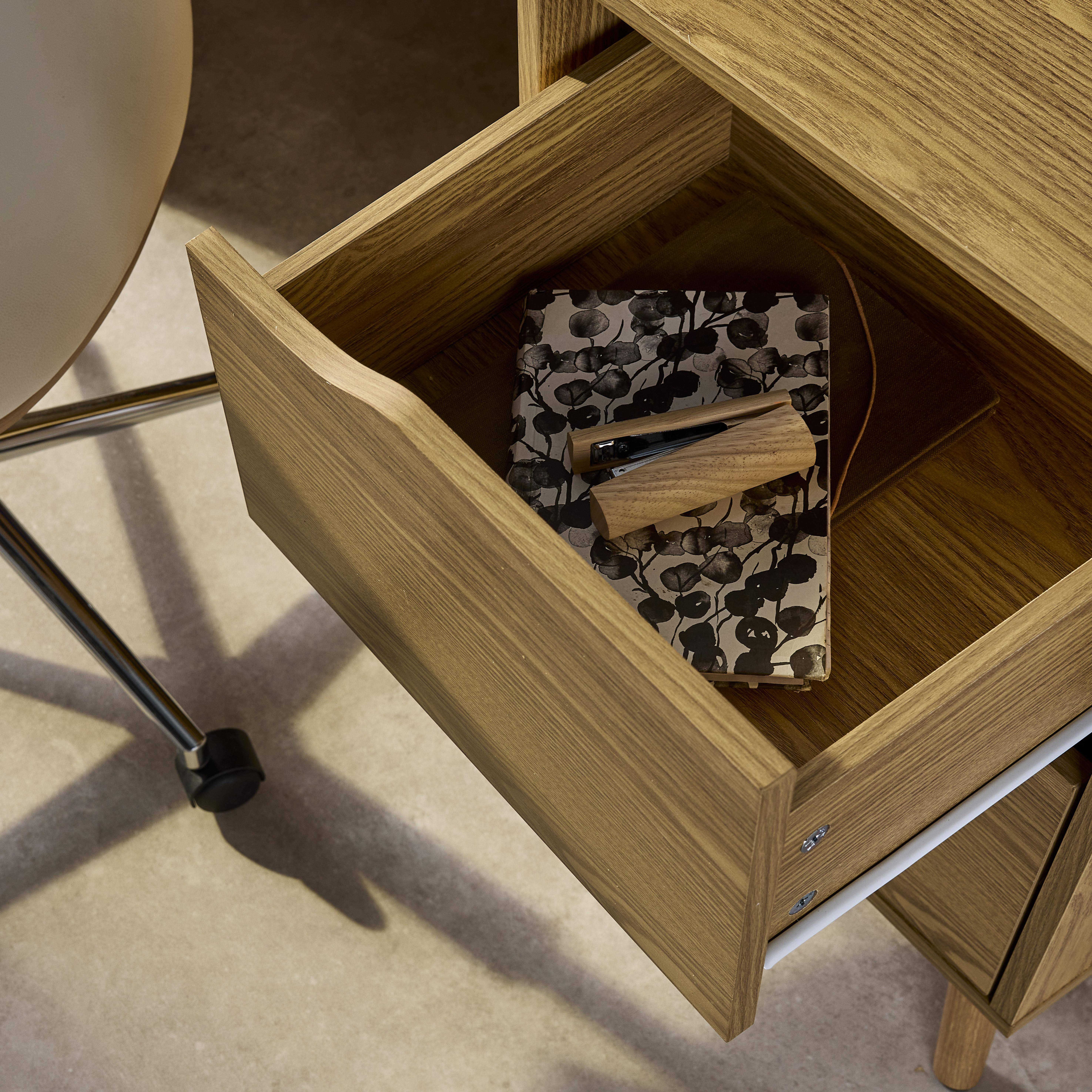 2-drawer desk with vintage walnut effect, Nepal, Ash effect, 120x48x75 cm Photo3