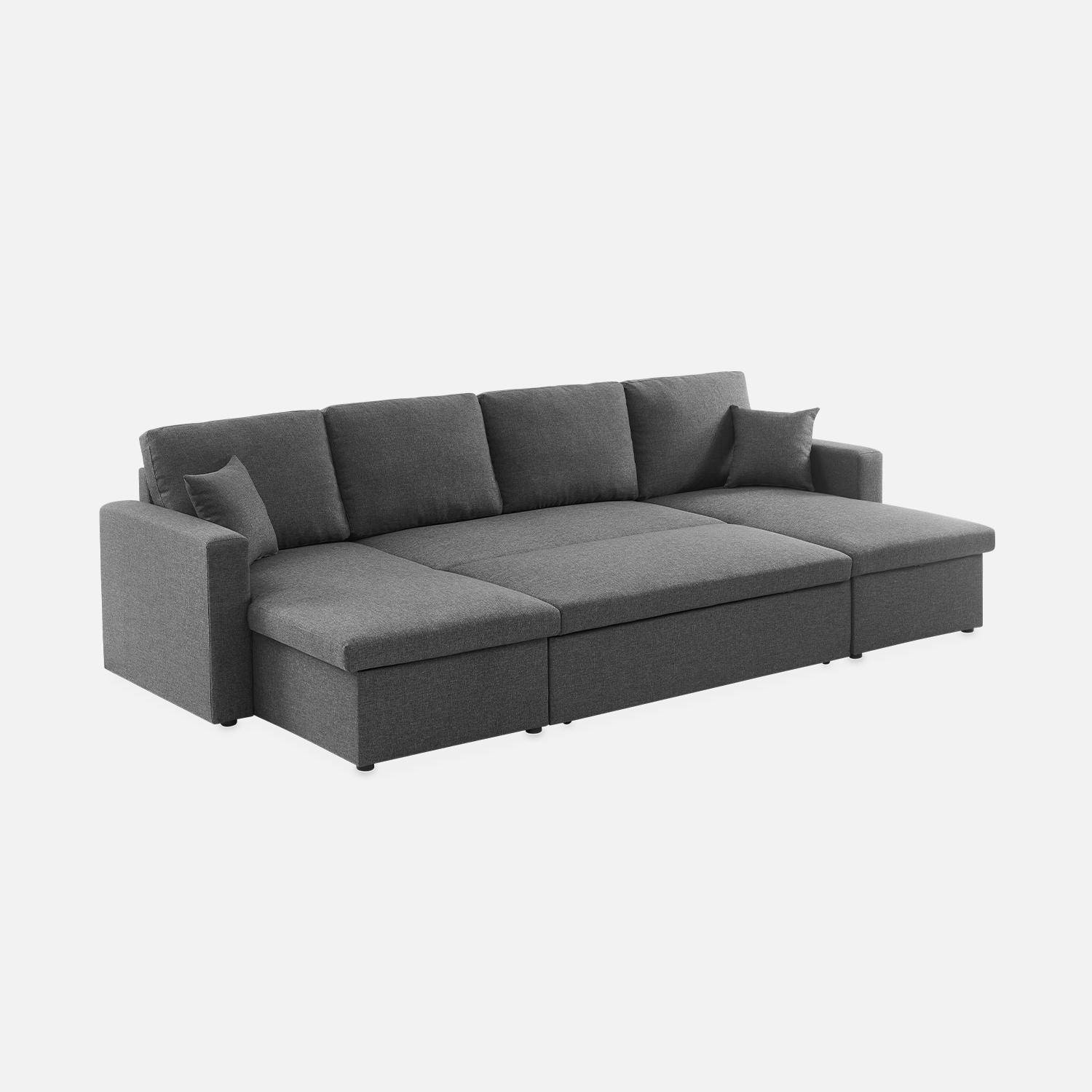 4-seater panoramic sofa bed in fabric, Urban, Charcoal Grey, 281x142x86 cm Photo10