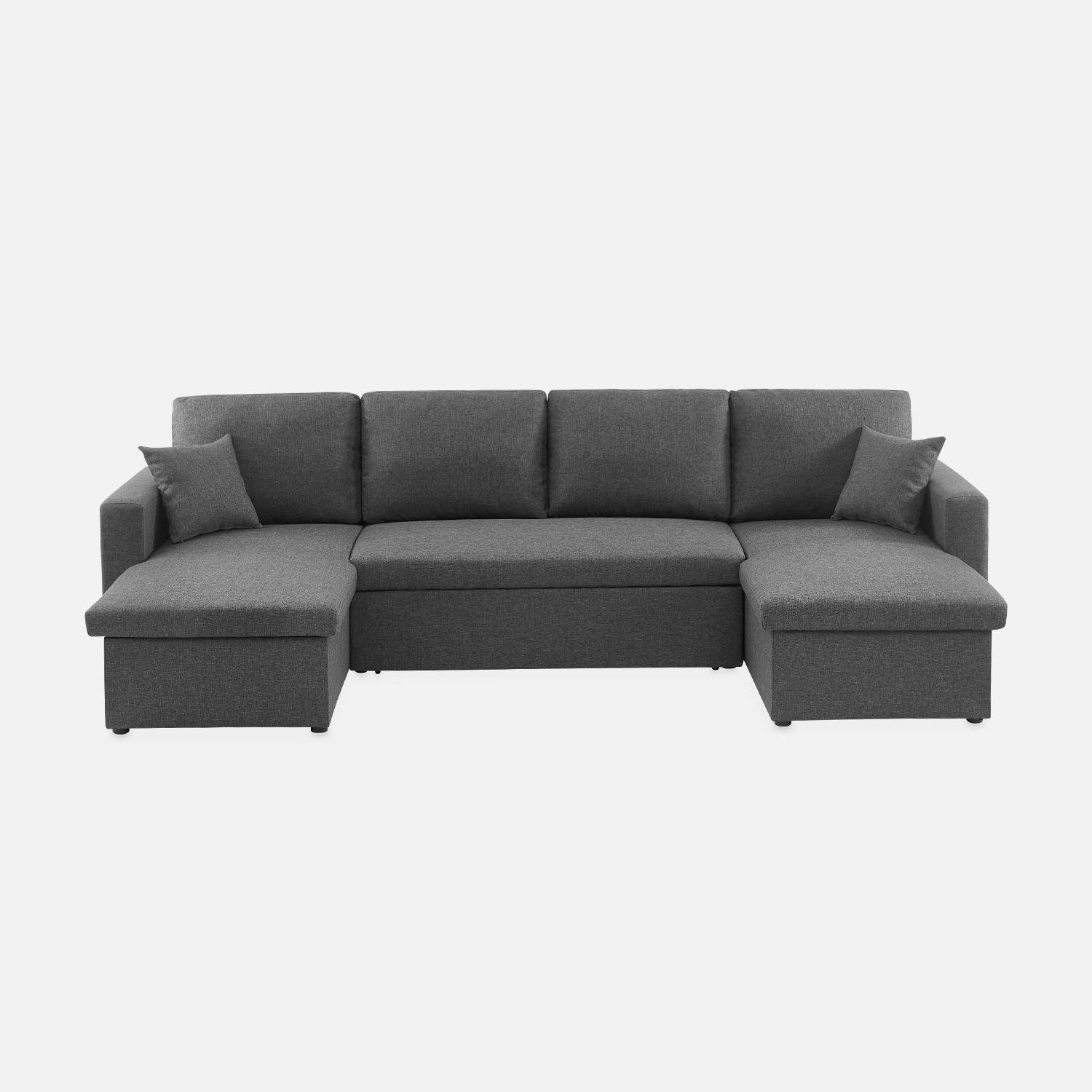 4-seater panoramic sofa bed in fabric, Urban, Charcoal Grey, 281x142x86 cm Photo7