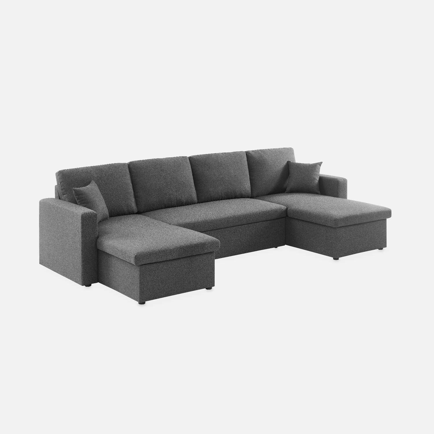 4-seater panoramic sofa bed in fabric, Urban, Charcoal Grey, 281x142x86 cm Photo5