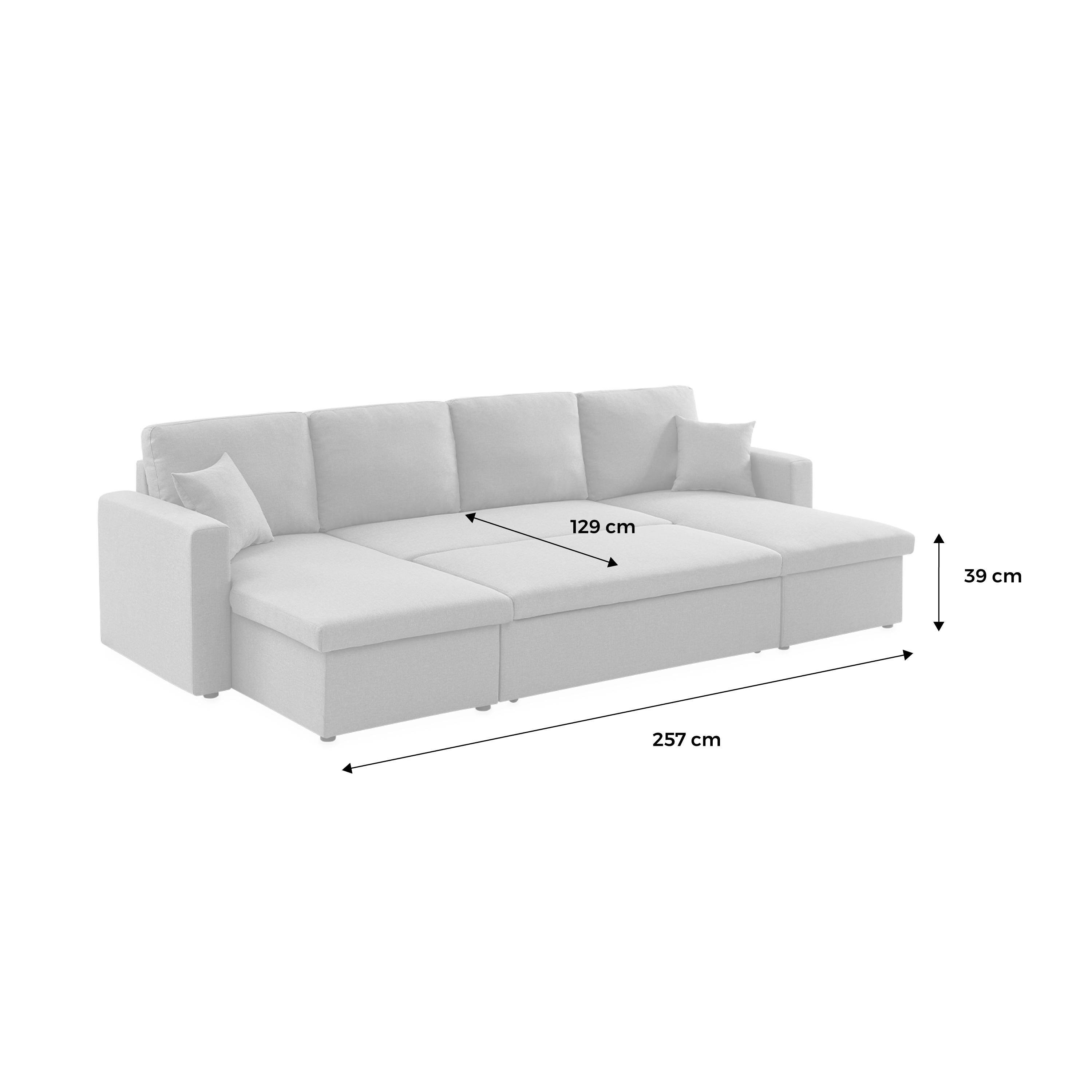 4-seater panoramic sofa bed in fabric, Urban, Charcoal Grey, 281x142x86 cm Photo11