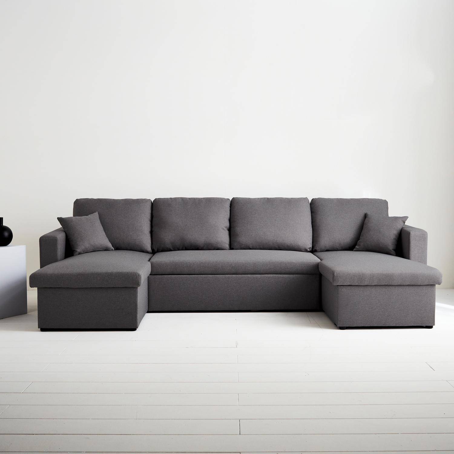 4-seater panoramic sofa bed in fabric, Urban, Charcoal Grey, 281x142x86 cm Photo1