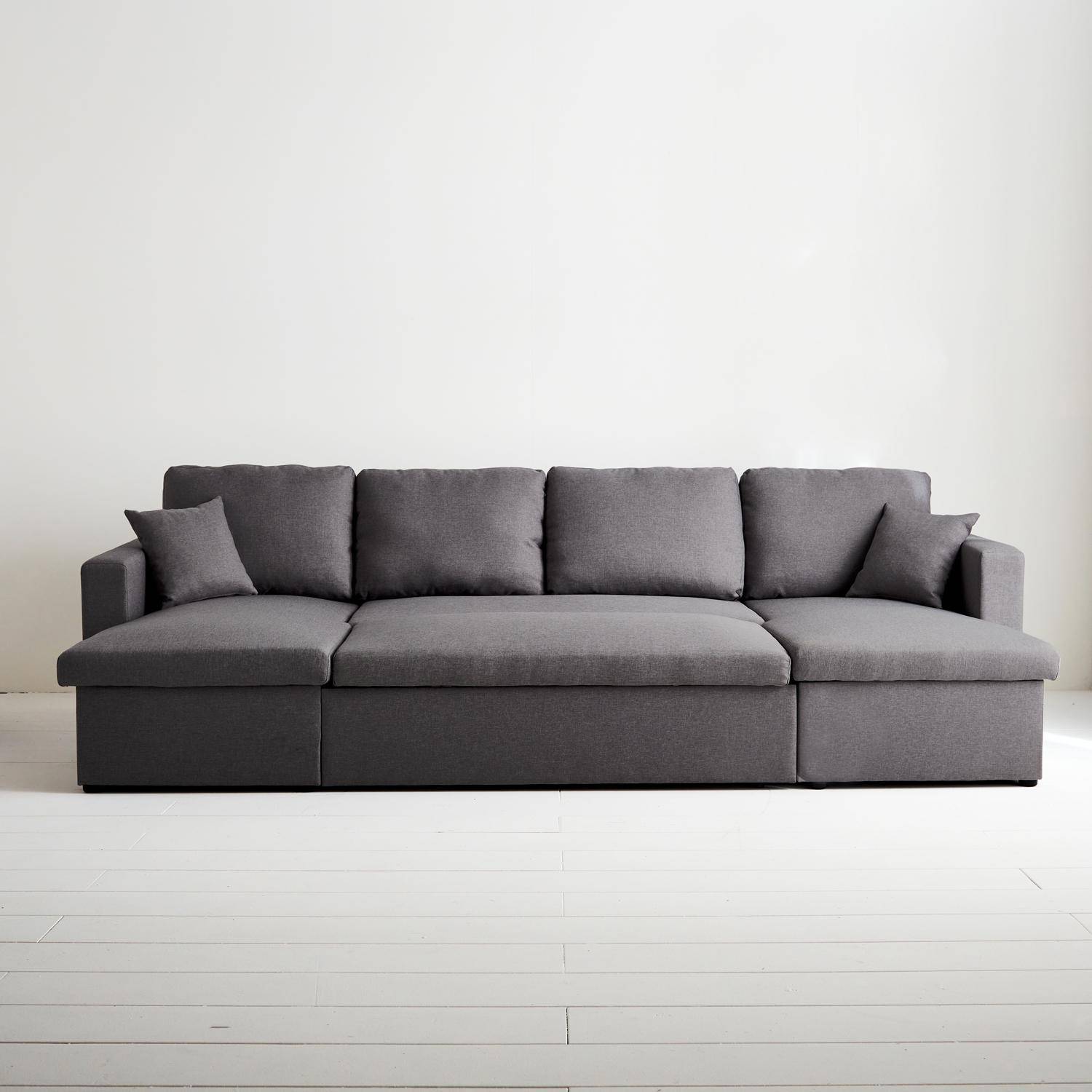 4-seater panoramic sofa bed in fabric, Urban, Charcoal Grey, 281x142x86 cm Photo2
