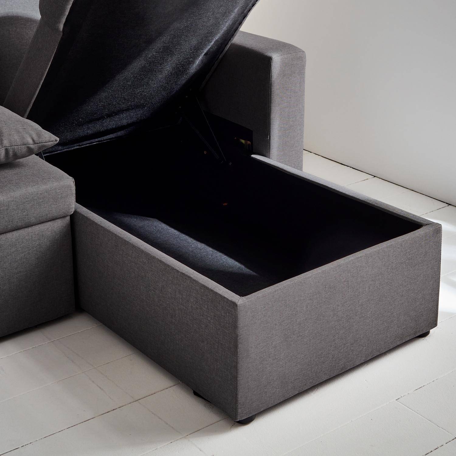 4-seater panoramic sofa bed in fabric, Urban, Charcoal Grey, 281x142x86 cm Photo4