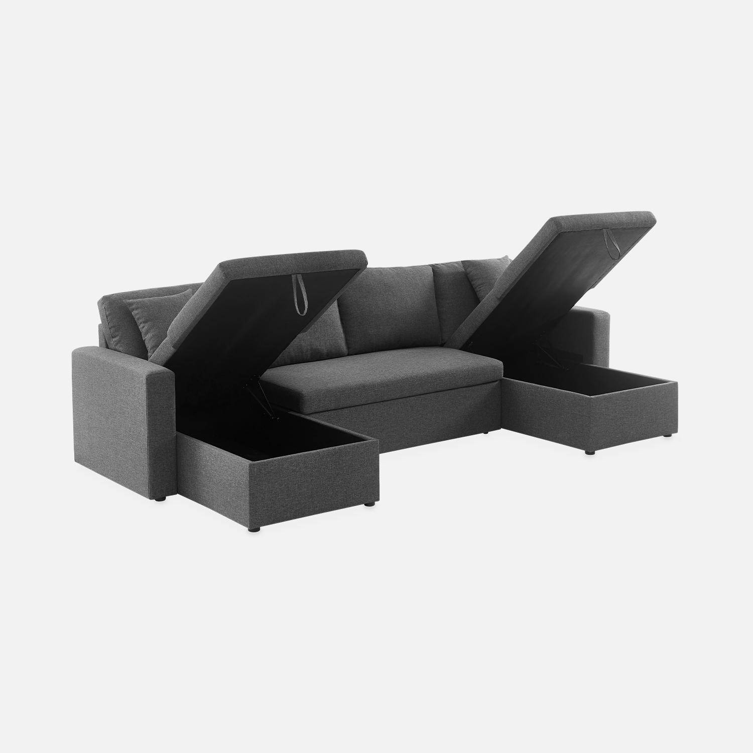 4-seater panoramic sofa bed in fabric, Urban, Charcoal Grey, 281x142x86 cm Photo9
