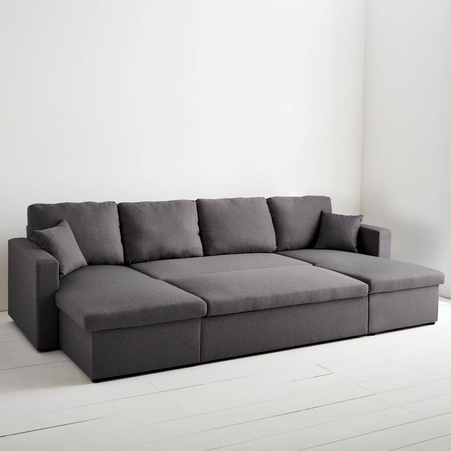 4-seater u shaped sofa bed in fabric Charcoal Grey 281x142x86 cm - Urban Photo5