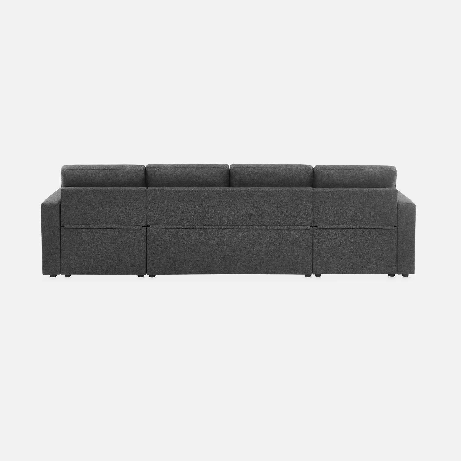 4-seater panoramic sofa bed in fabric, Urban, Charcoal Grey, 281x142x86 cm Photo8