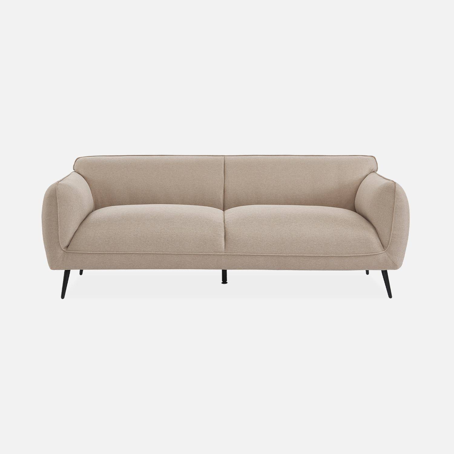 3-seater sofa with metal legs, Soft, Beige, 205x82.3x76.3 cm,sweeek,Photo4