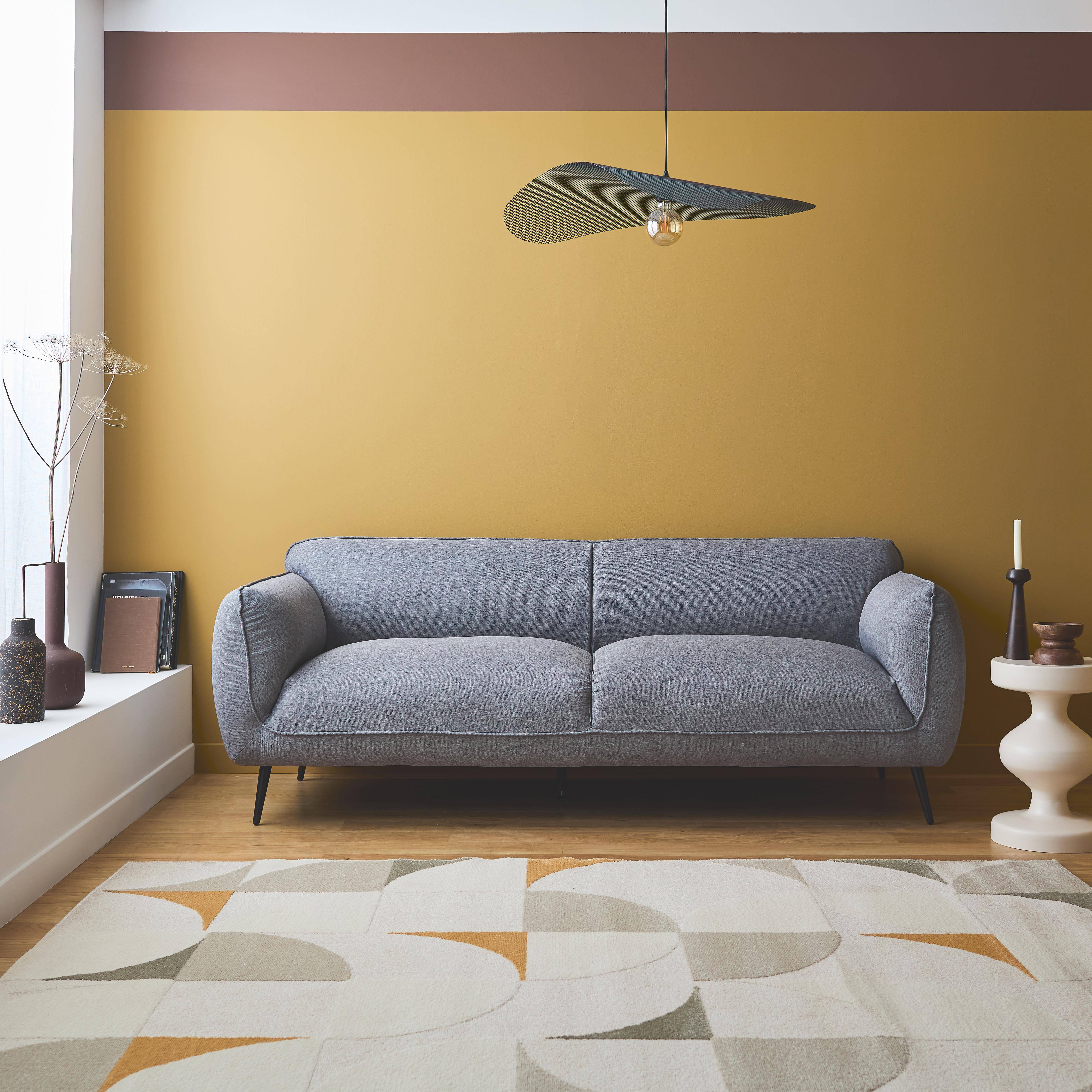 3-seater sofa with metal legs, Soft, Light Grey, 205x82.3x76.3 cm Photo1