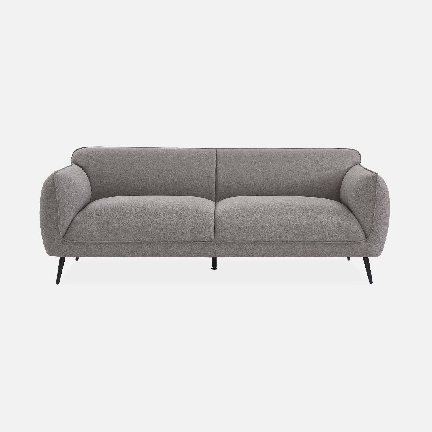 3-seater sofa with metal legs, Soft, Light Grey, 205x82.3x76.3 cm,sweeek,Photo4