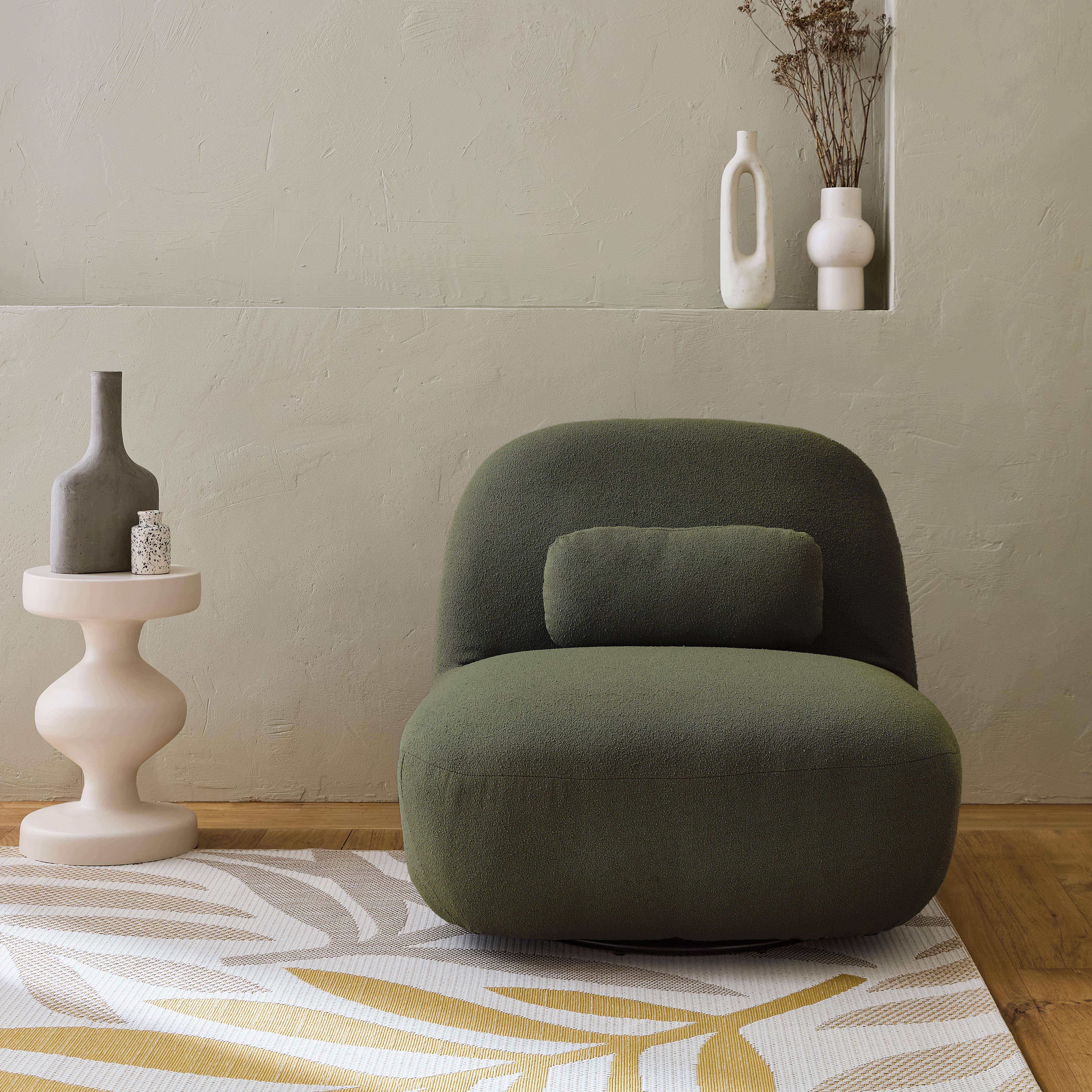 Textured terry swivel armchair, Spino, Khaki, 85x85x75 cm Photo1