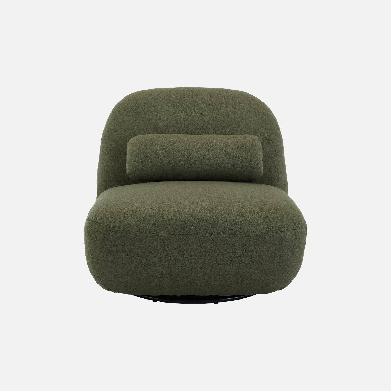 Textured terry swivel armchair, Spino, Khaki, 85x85x75 cm Photo4