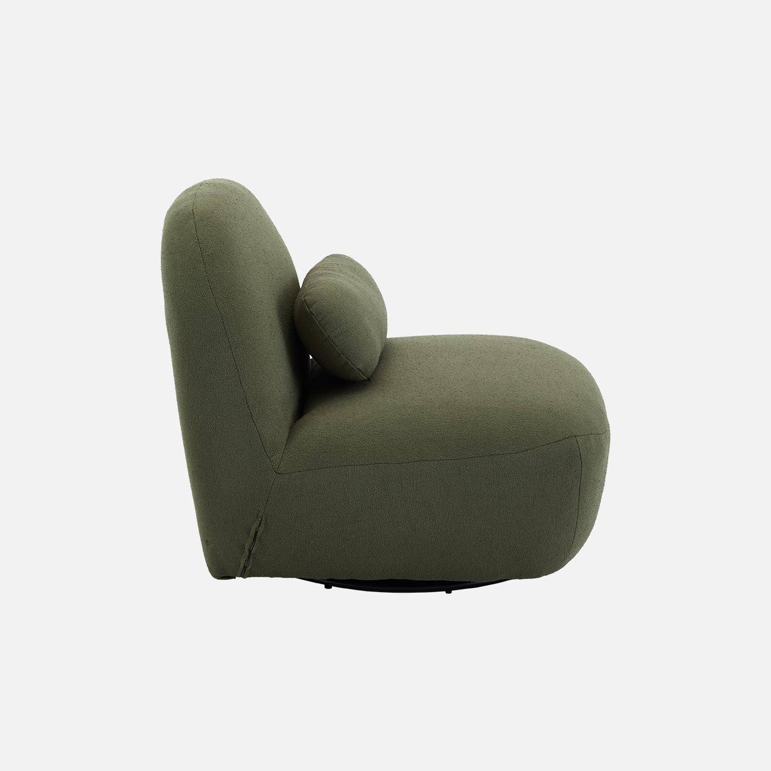 Textured terry swivel armchair, Spino, Khaki, 85x85x75 cm Photo5