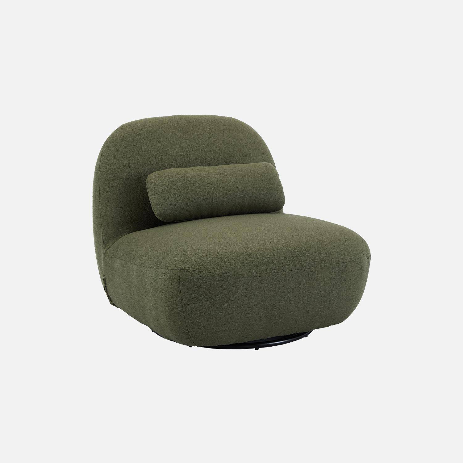 Textured terry swivel armchair, Spino, Khaki, 85x85x75 cm Photo3