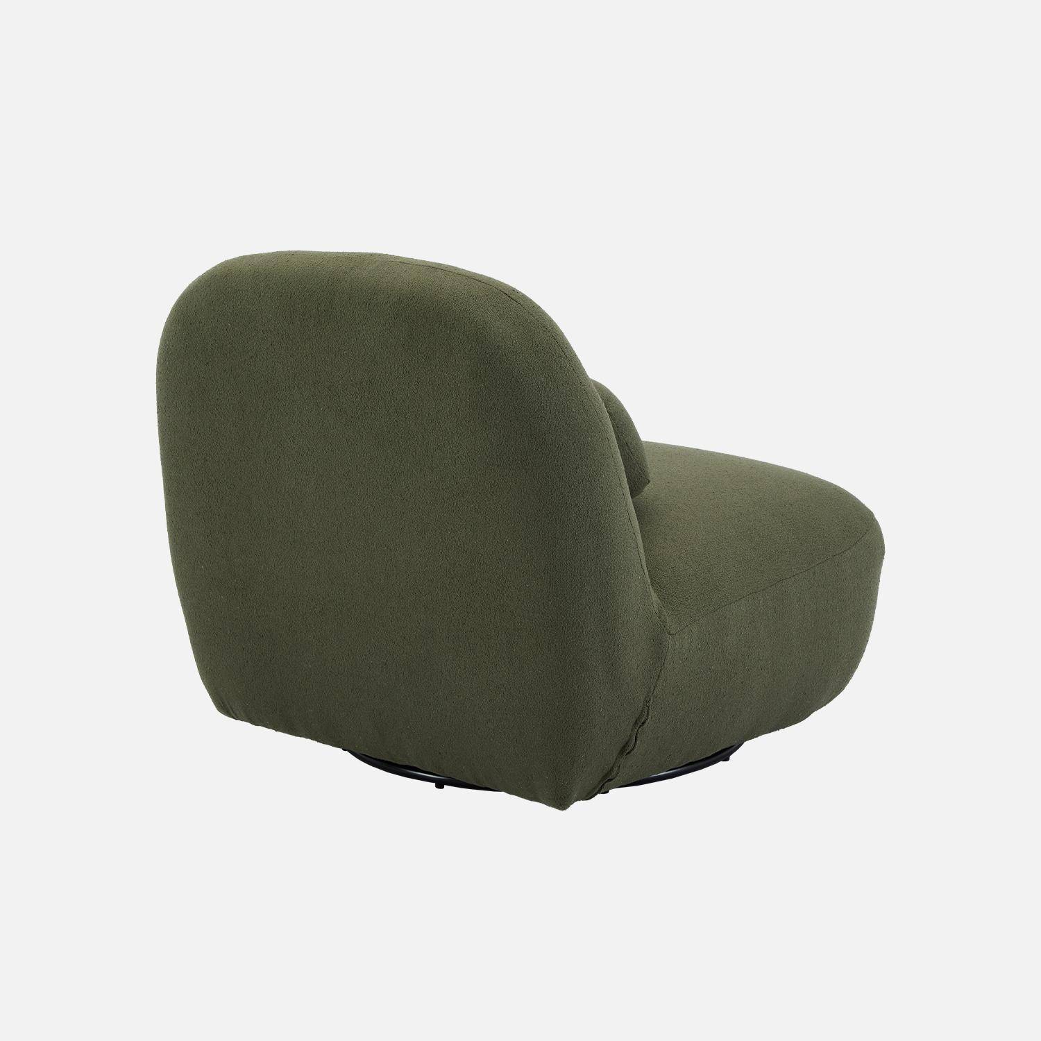 Textured terry swivel armchair, Spino, Khaki, 85x85x75 cm Photo6