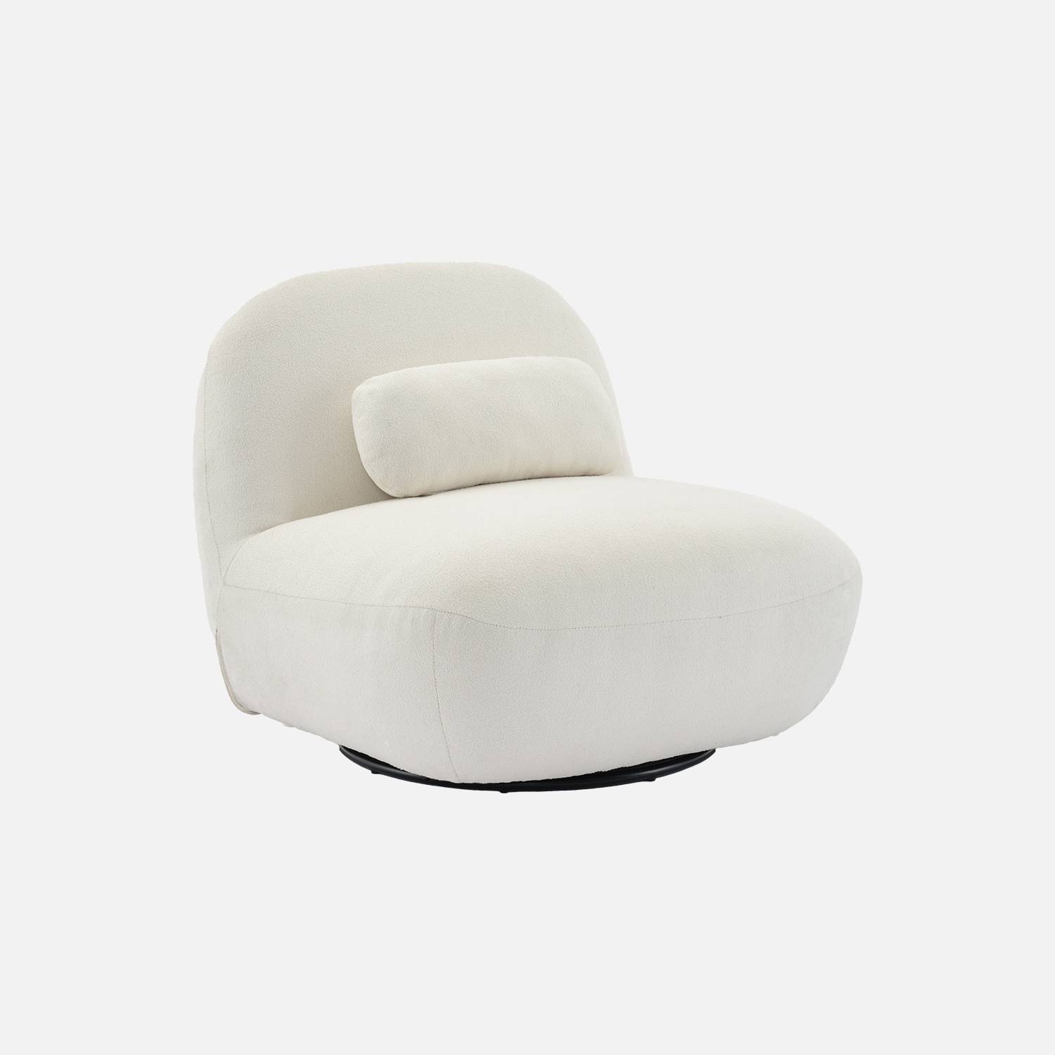 Textured terry swivel armchair, Cream