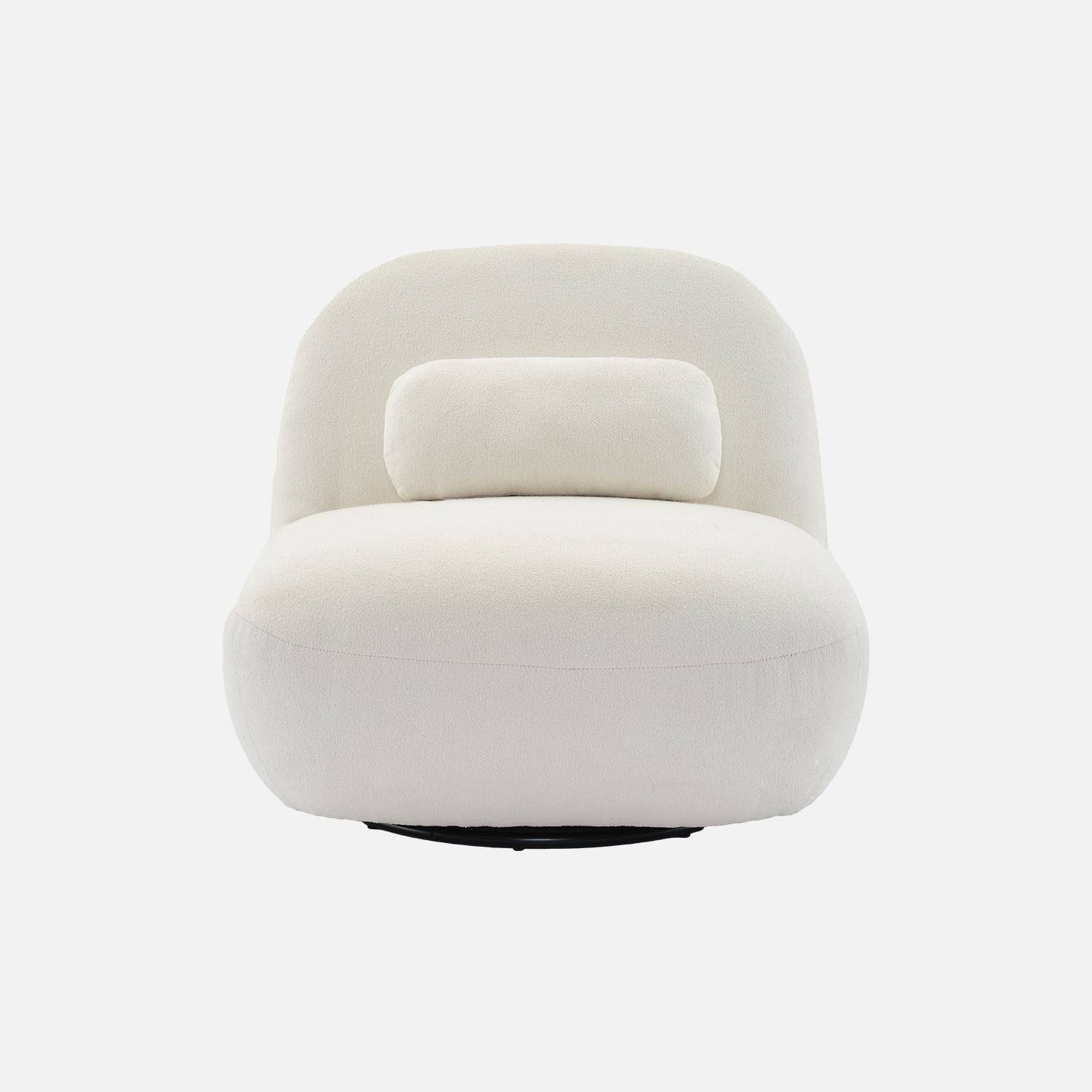 Textured terry swivel armchair, Spino, Cream, 85x85x75 cm Photo4