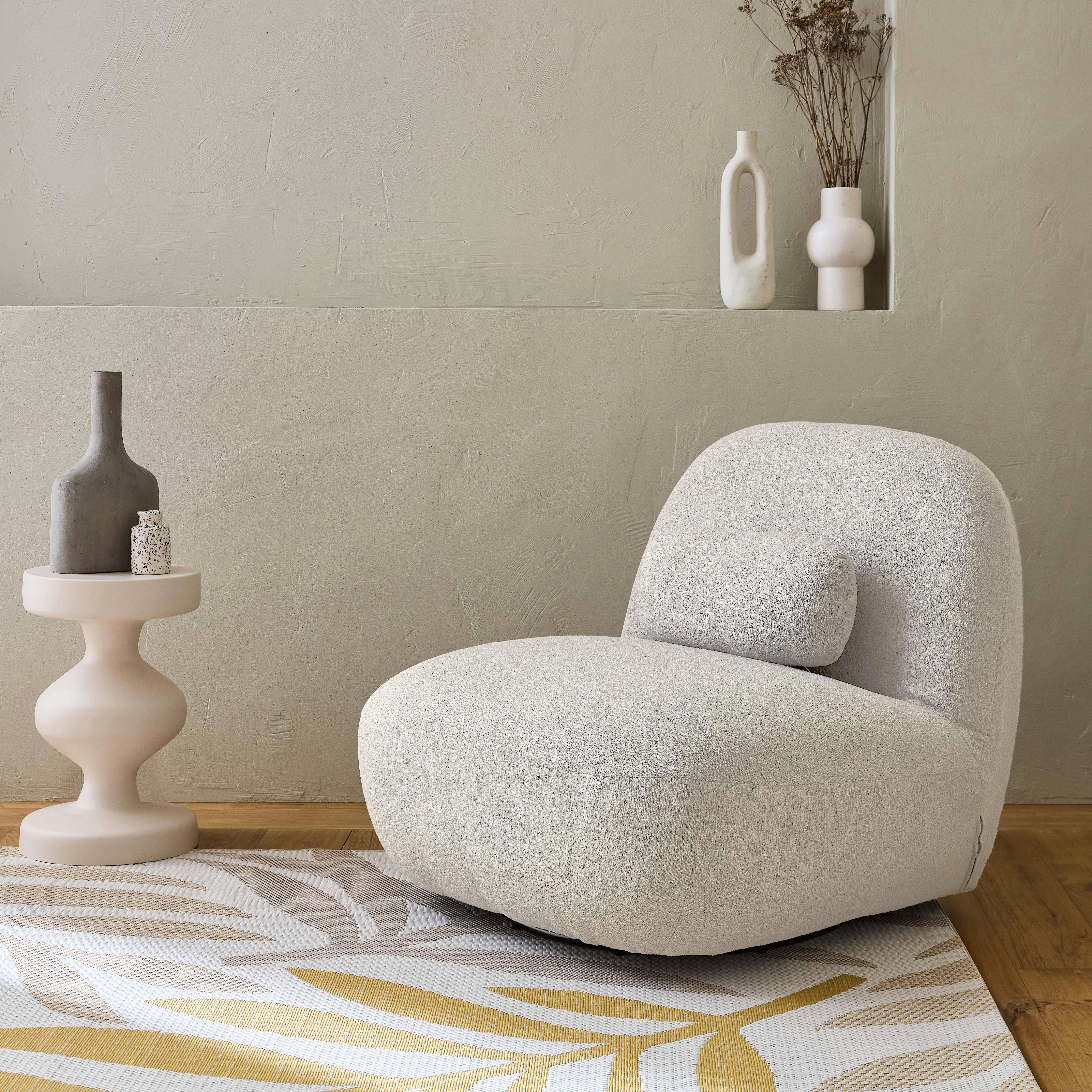 Textured terry swivel armchair, Spino, Cream, 85x85x75 cm Photo1