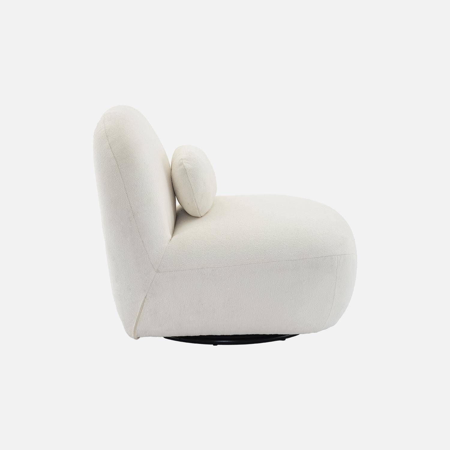 Textured terry swivel armchair, Spino, Cream, 85x85x75 cm Photo5