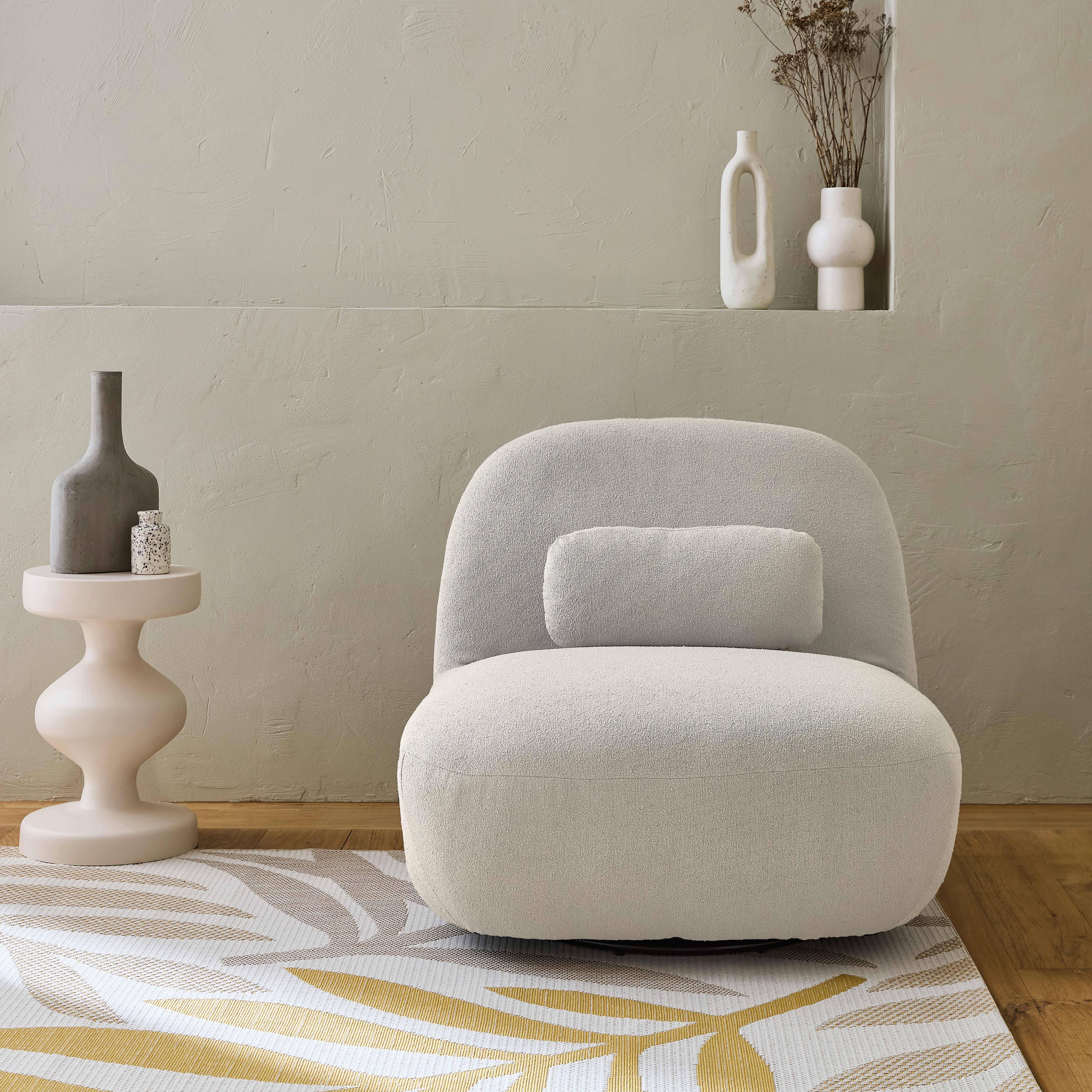 Textured terry swivel armchair, Spino, Cream, 85x85x75 cm Photo2