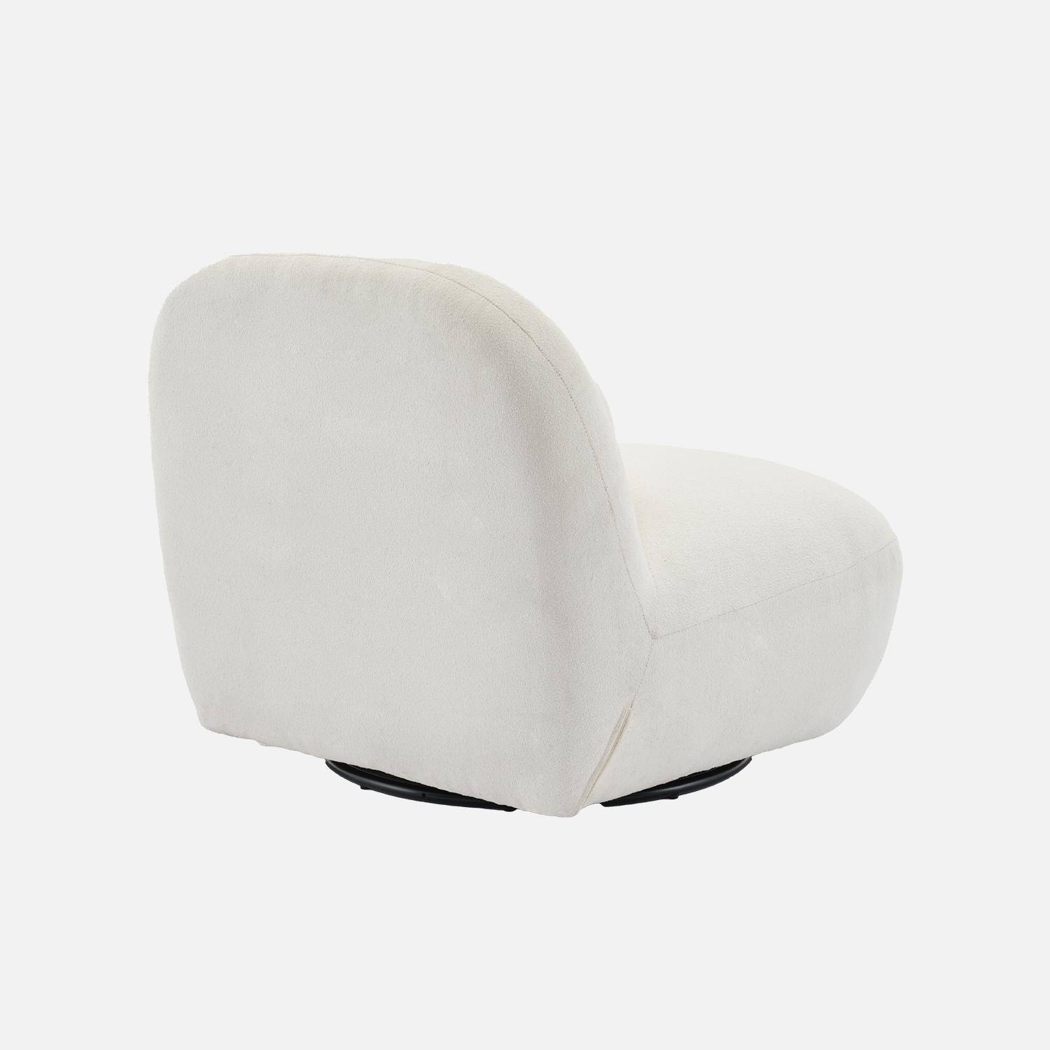 Textured terry swivel armchair, Spino, Cream, 85x85x75 cm Photo6
