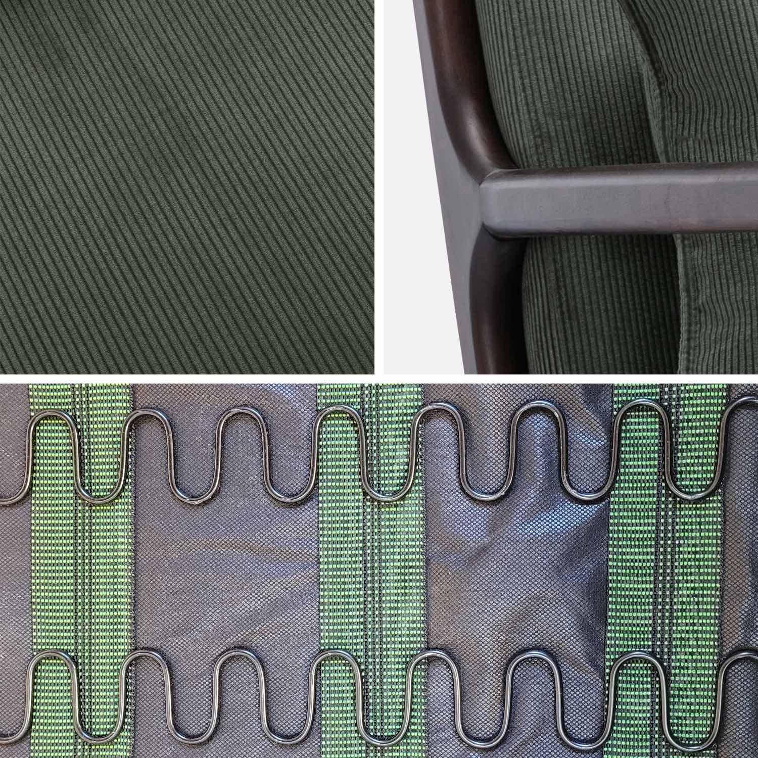 Scandi-style armchair in fine corduroy and hevea wood, Lorens corduroy, Green, 65x80x79 cm Photo6