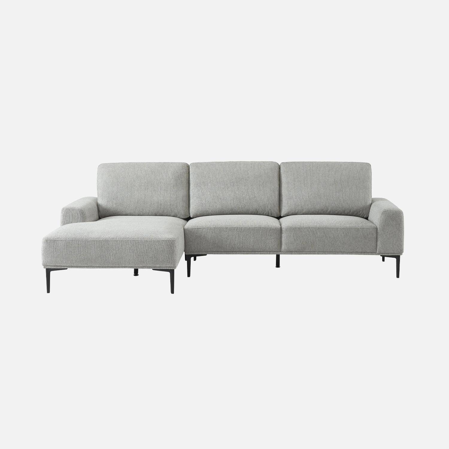 3-seater corner sofa, left-hand in fabric and metal , Atlanta, Light Grey, 134x260x84 cm Photo4