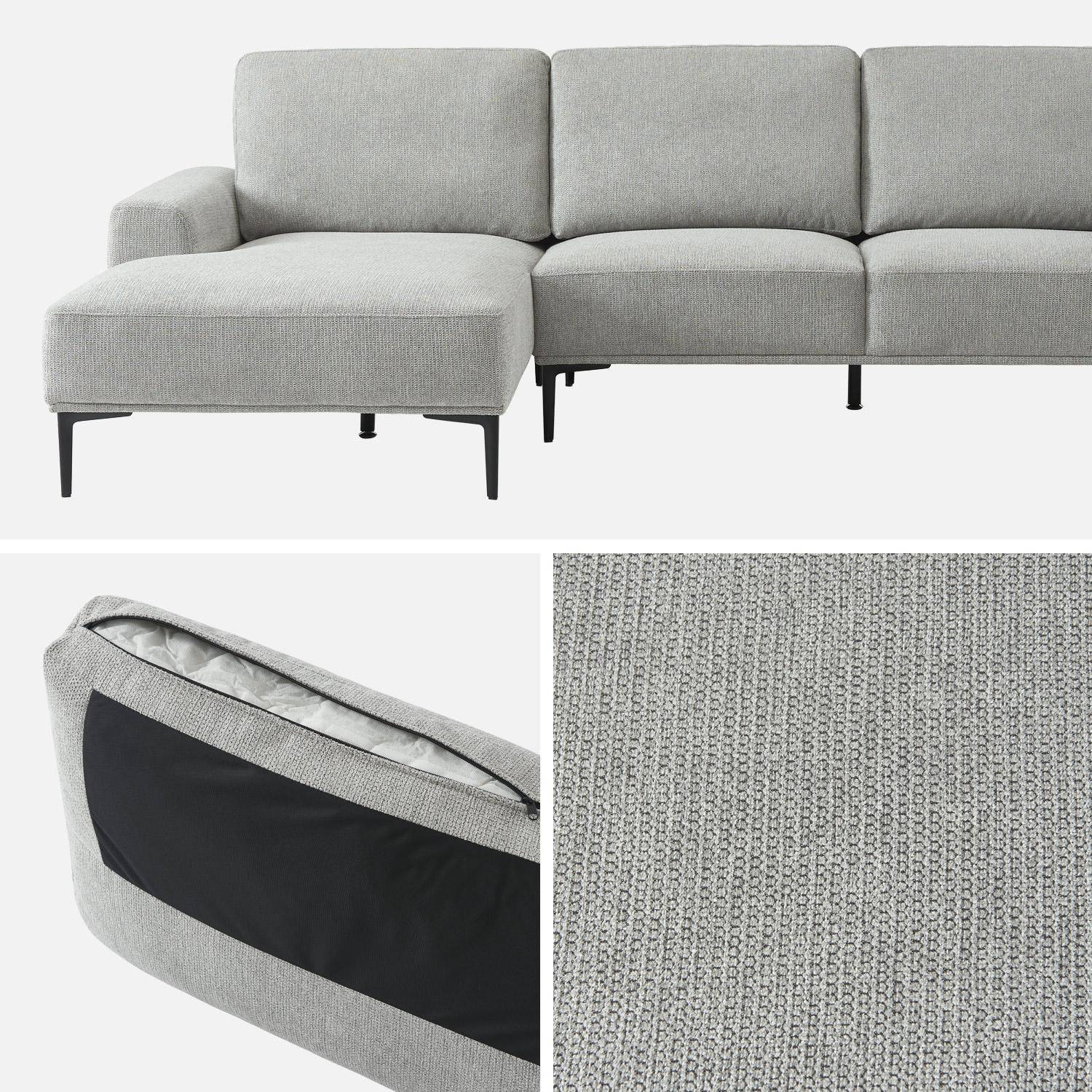 3-seater corner sofa, left-hand in fabric and metal , Atlanta, Light Grey, 134x260x84 cm Photo6
