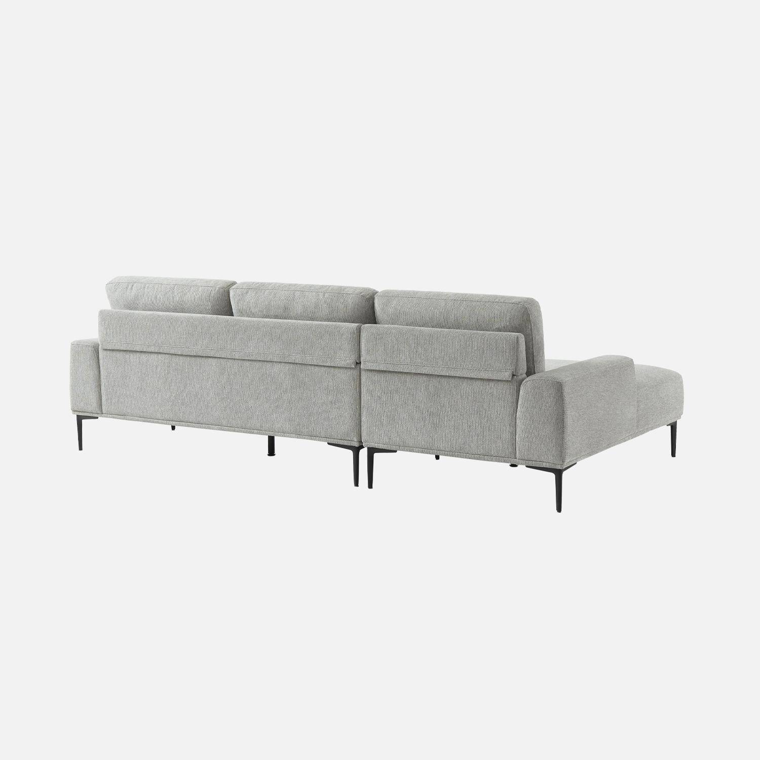 3-seater corner sofa, left-hand in fabric and metal , Atlanta, Light Grey, 134x260x84 cm Photo5