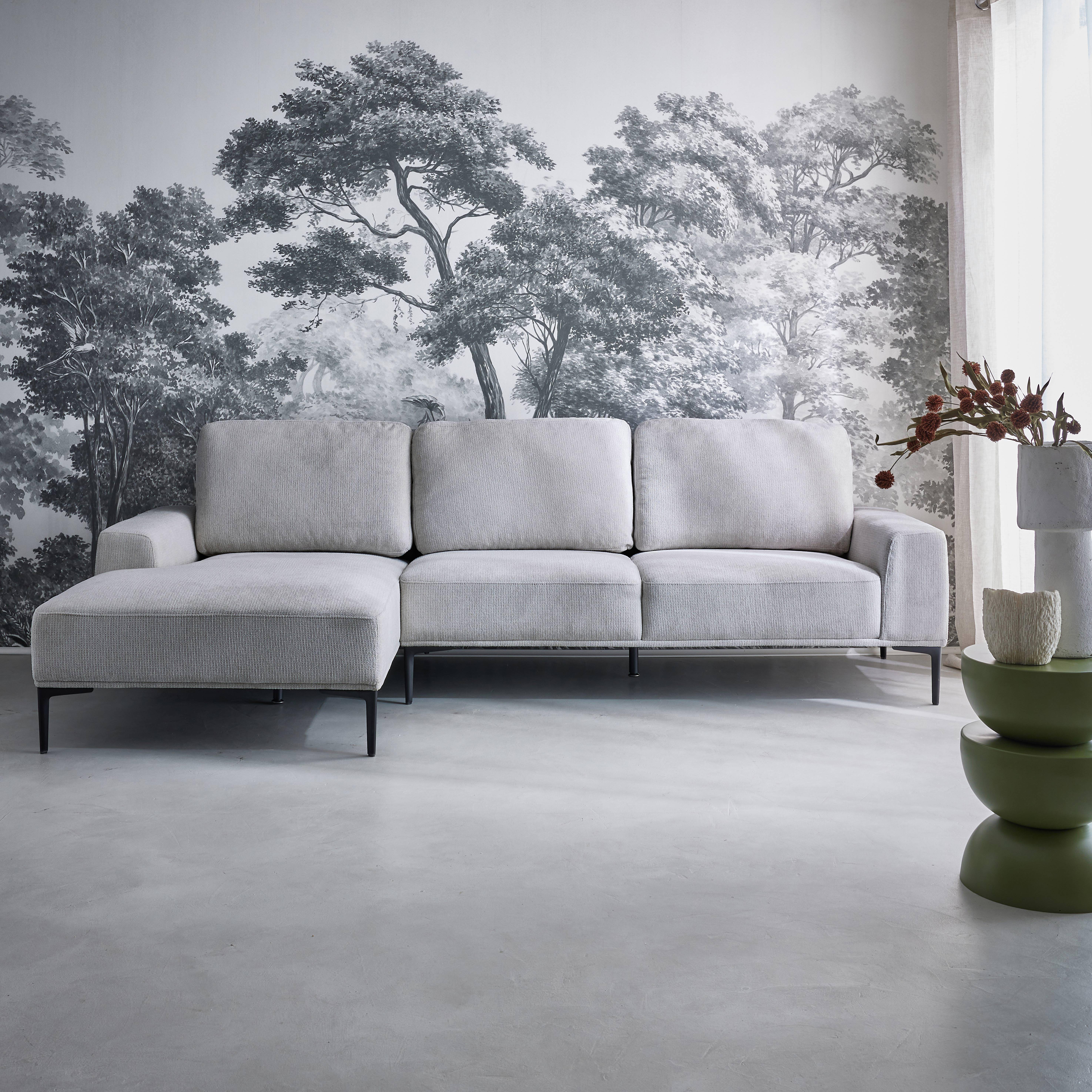 3-seater corner sofa, left-hand in fabric and metal , Atlanta, Light Grey, 134x260x84 cm Photo2
