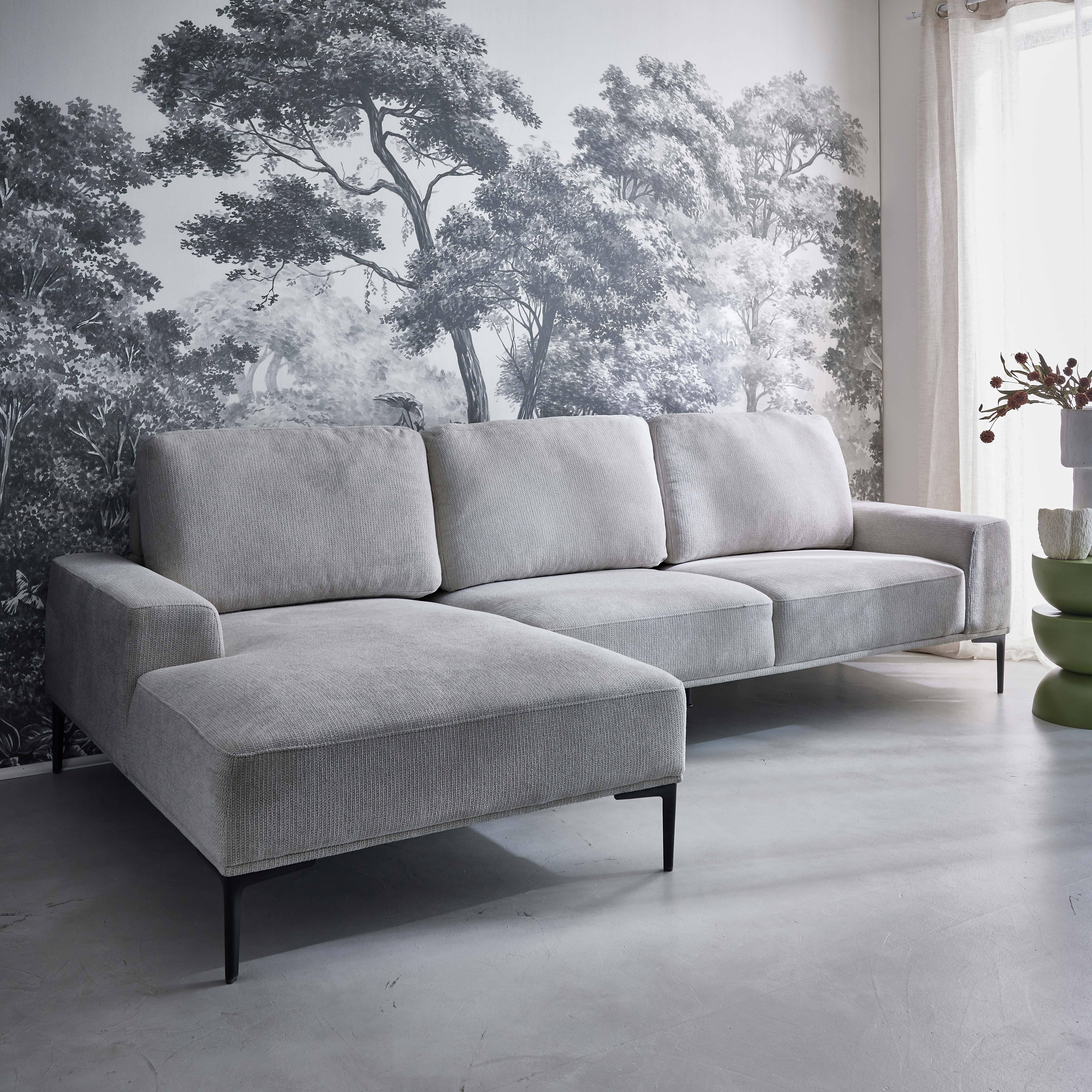 3-seater corner sofa, left-hand in fabric and metal , Atlanta, Light Grey, 134x260x84 cm Photo1