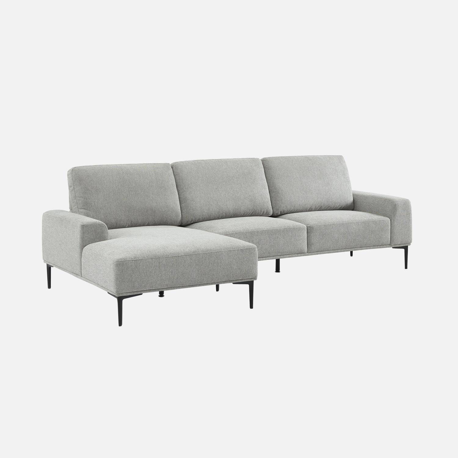3-seater corner sofa, left-hand in fabric and metal , Atlanta, Light Grey, 134x260x84 cm Photo3