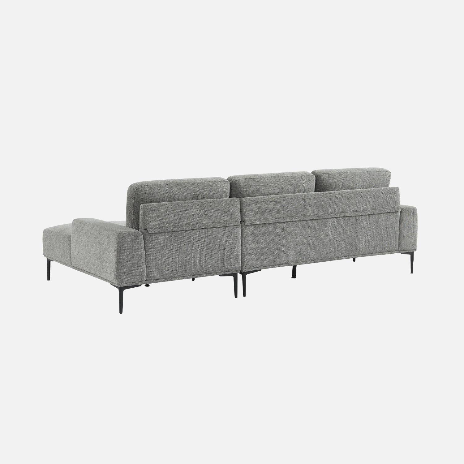 3-seater corner sofa in fabric and metal, right-hand corner, Atlanta, Charcoal Grey, 134x260x84 cm,sweeek,Photo6
