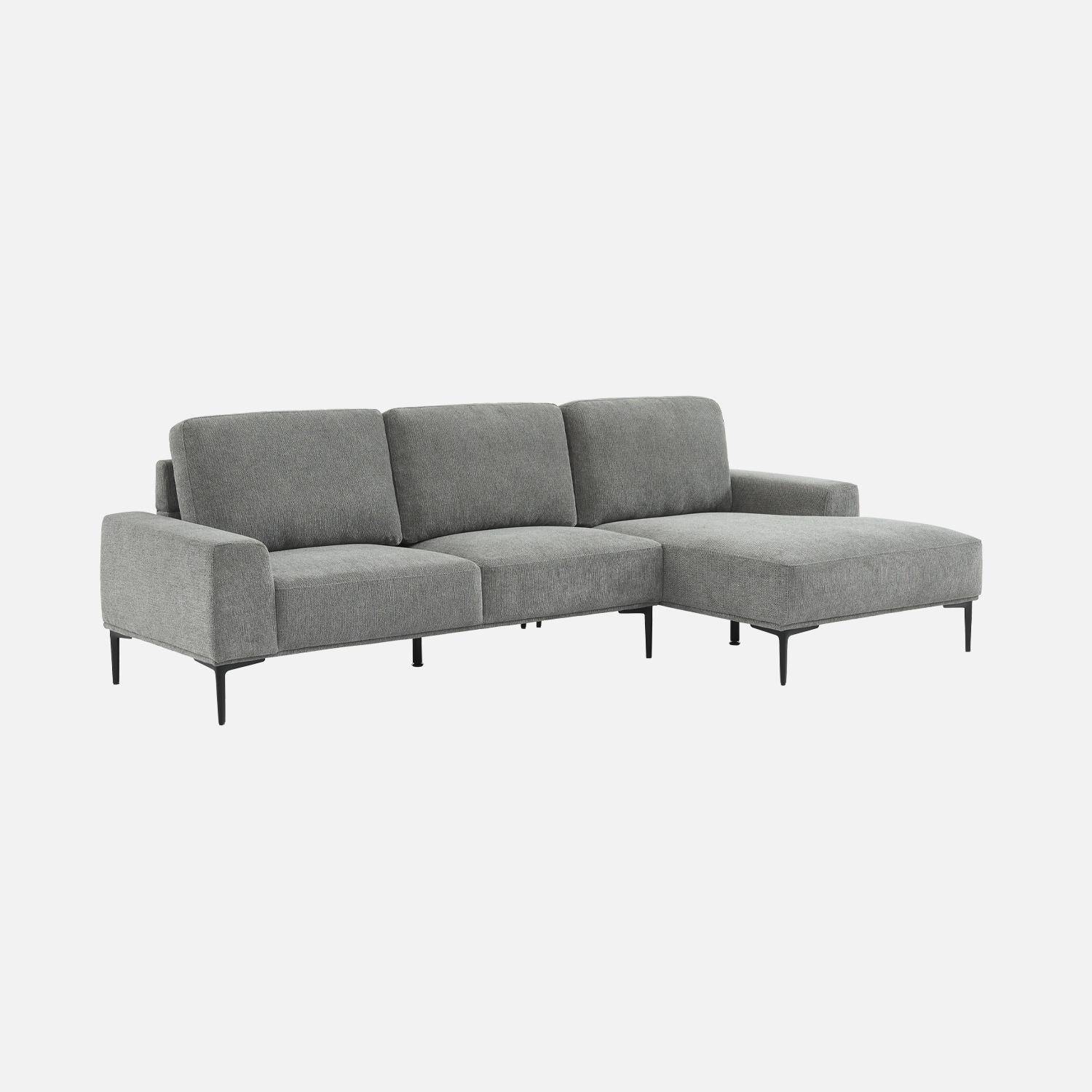 3-seater corner sofa in fabric and metal, right-hand corner, Atlanta, Charcoal Grey, 134x260x84 cm Photo4