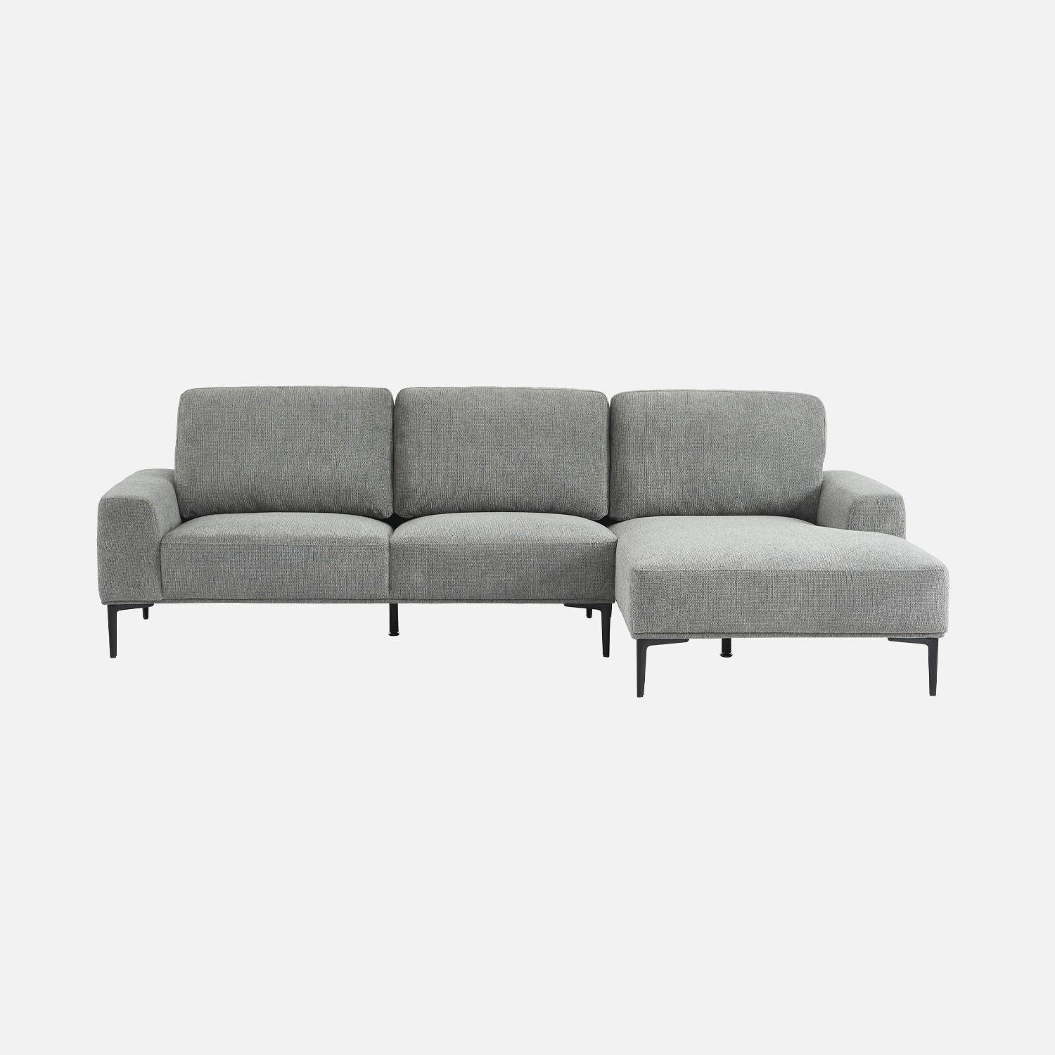 3-seater corner sofa in fabric and metal, right-hand corner, Atlanta, Charcoal Grey, 134x260x84 cm Photo5