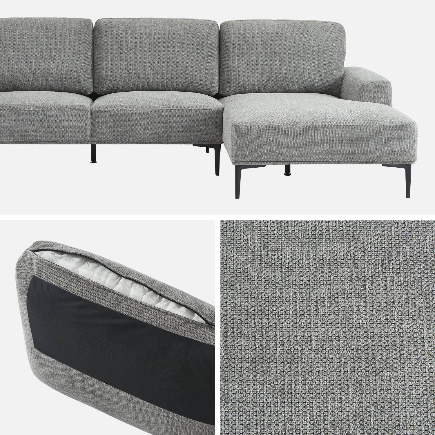 3-seater corner sofa in fabric and metal, right-hand corner, Atlanta, Charcoal Grey, 134x260x84 cm Photo7