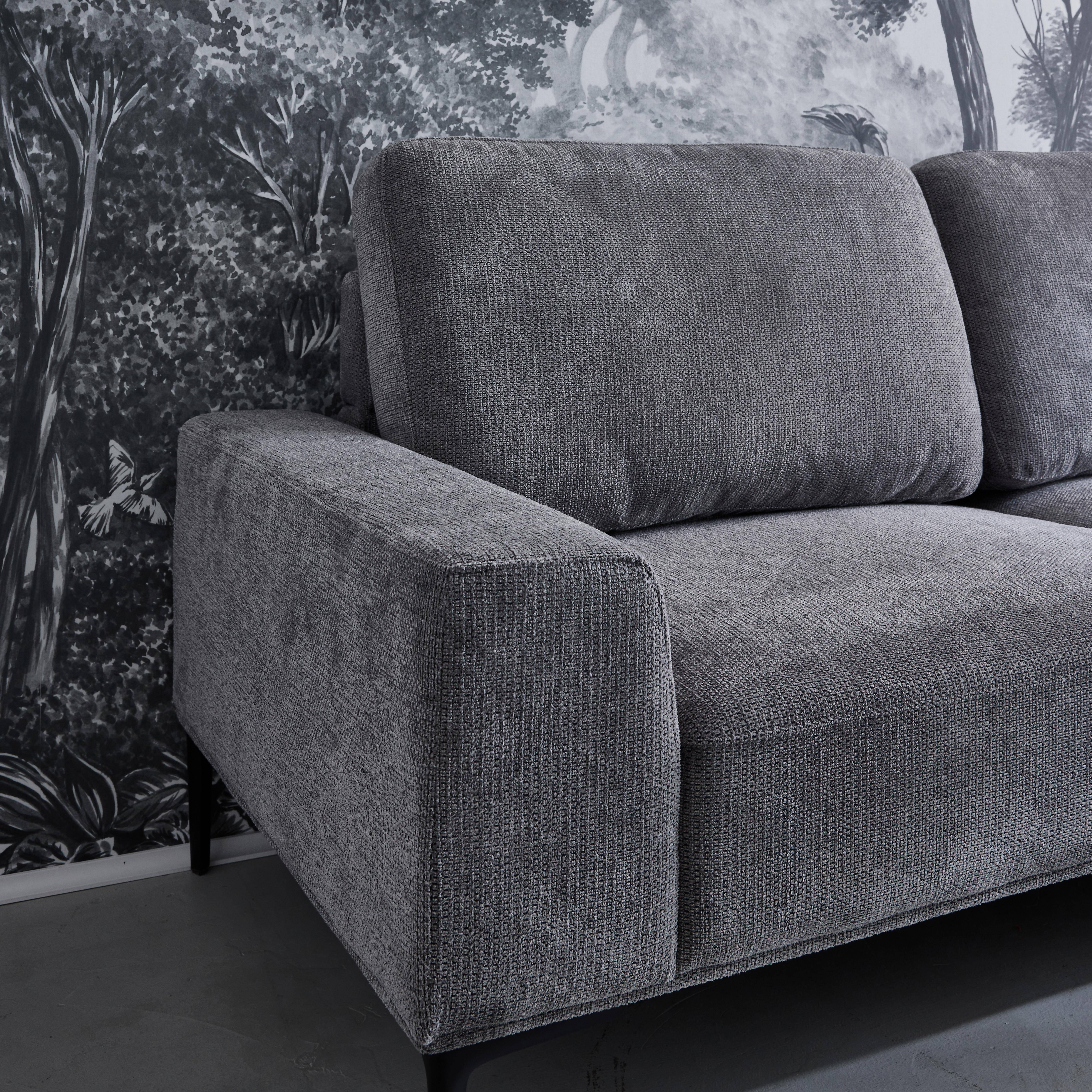 3-seater corner sofa in fabric and metal, right-hand corner, Atlanta, Charcoal Grey, 134x260x84 cm,sweeek,Photo3
